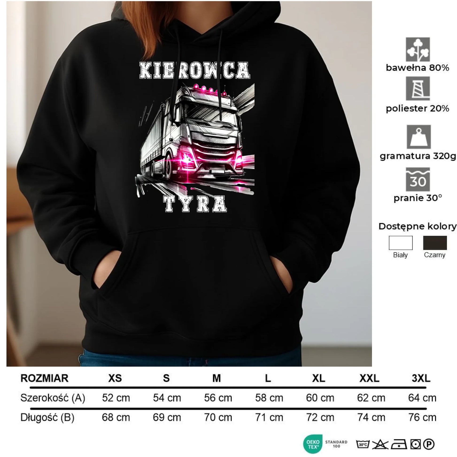 Bluza damska z kapturem dla kierowcy ciężarówki - Kierowca tyra ZKT15 - StoryCups.pl