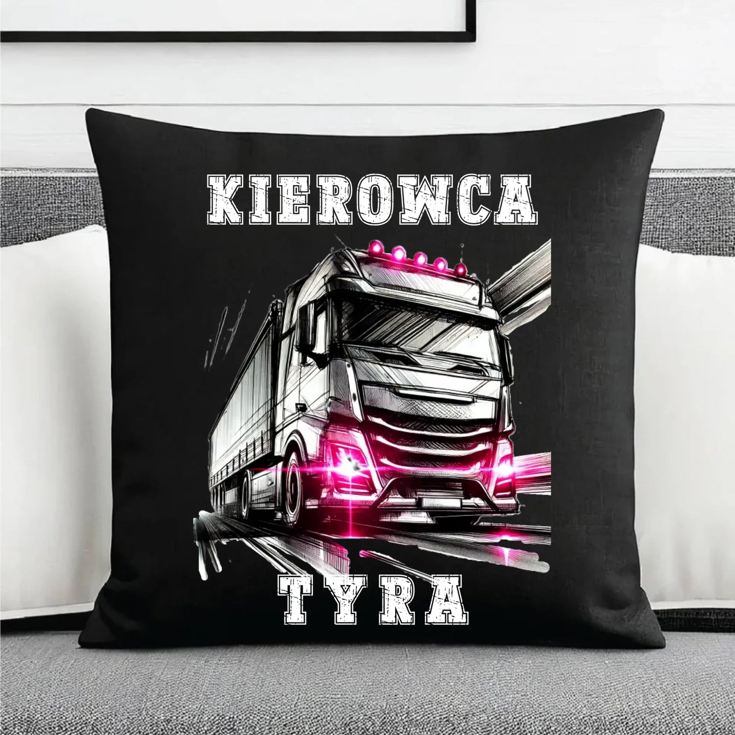 Poduszka dekoracyjna dla kobiety kierowcy ciężarówki - Kierowca tyra ZKT15 - StoryCups.pl