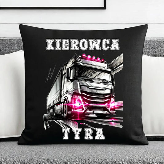 Poduszka dekoracyjna dla kobiety kierowcy ciężarówki - Kierowca tyra ZKT15 - StoryCups.pl
