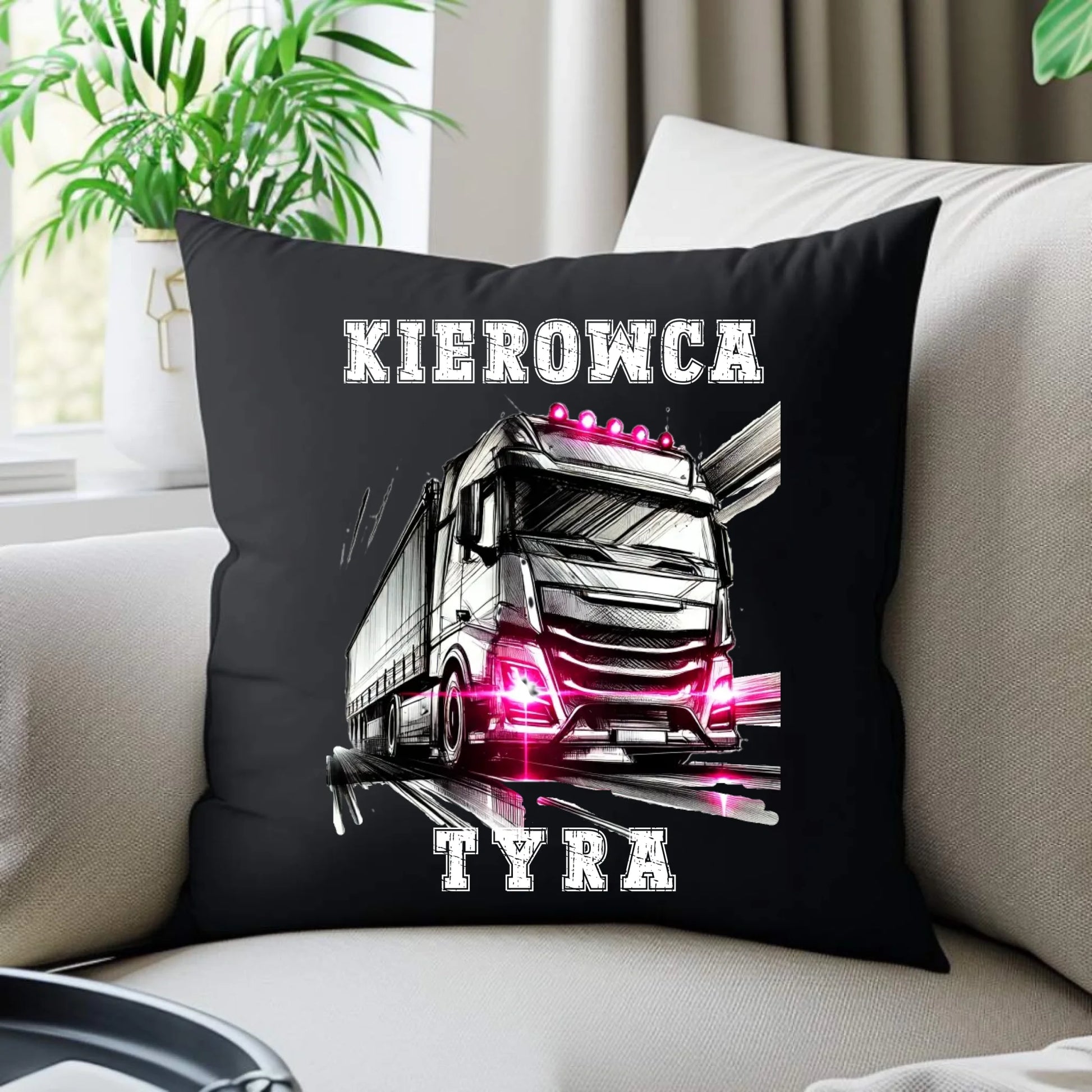 Poduszka dekoracyjna dla kobiety kierowcy ciężarówki - Kierowca tyra ZKT15 - StoryCups.pl