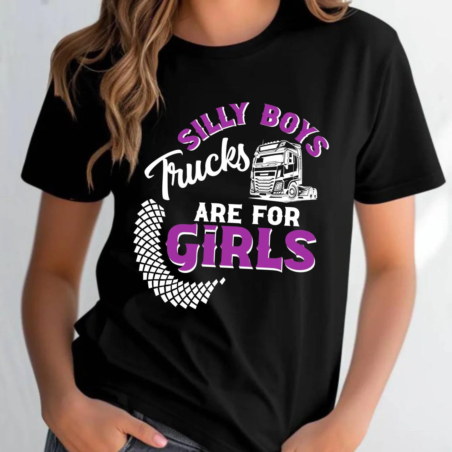 Koszulka damska - kierowca ciężarówki - Silly boys trucks are for girls ZKT11 - StoryCups.pl