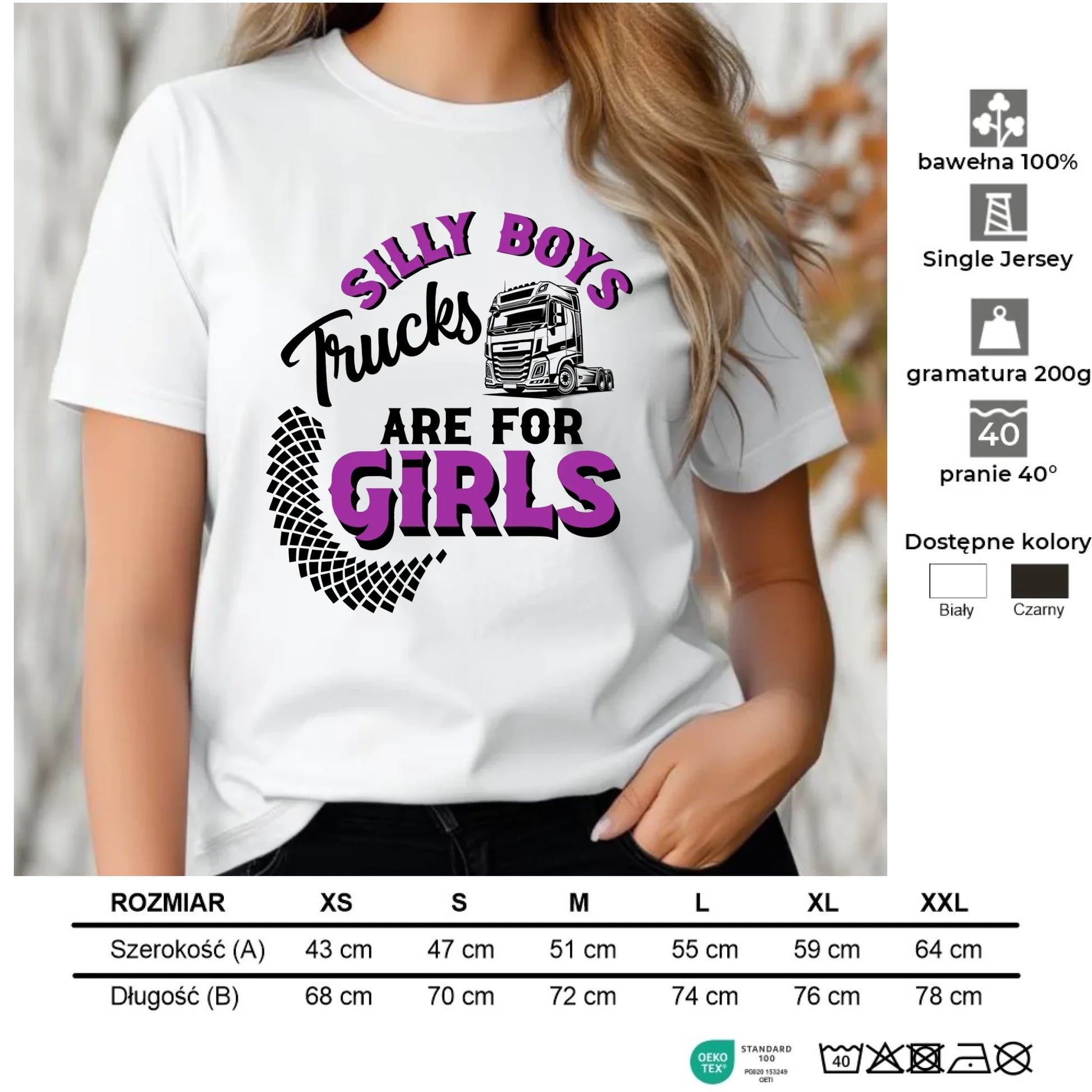 Koszulka damska - kierowca ciężarówki - Silly boys trucks are for girls ZKT11 - StoryCups.pl