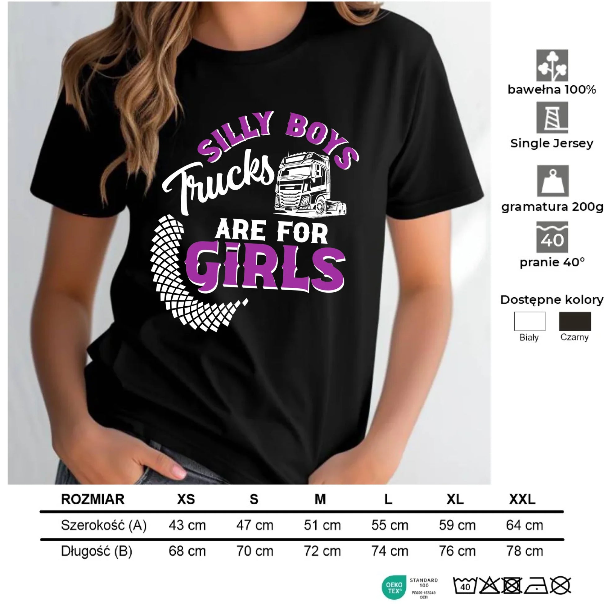 Koszulka damska - kierowca ciężarówki - Silly boys trucks are for girls ZKT11 - StoryCups.pl