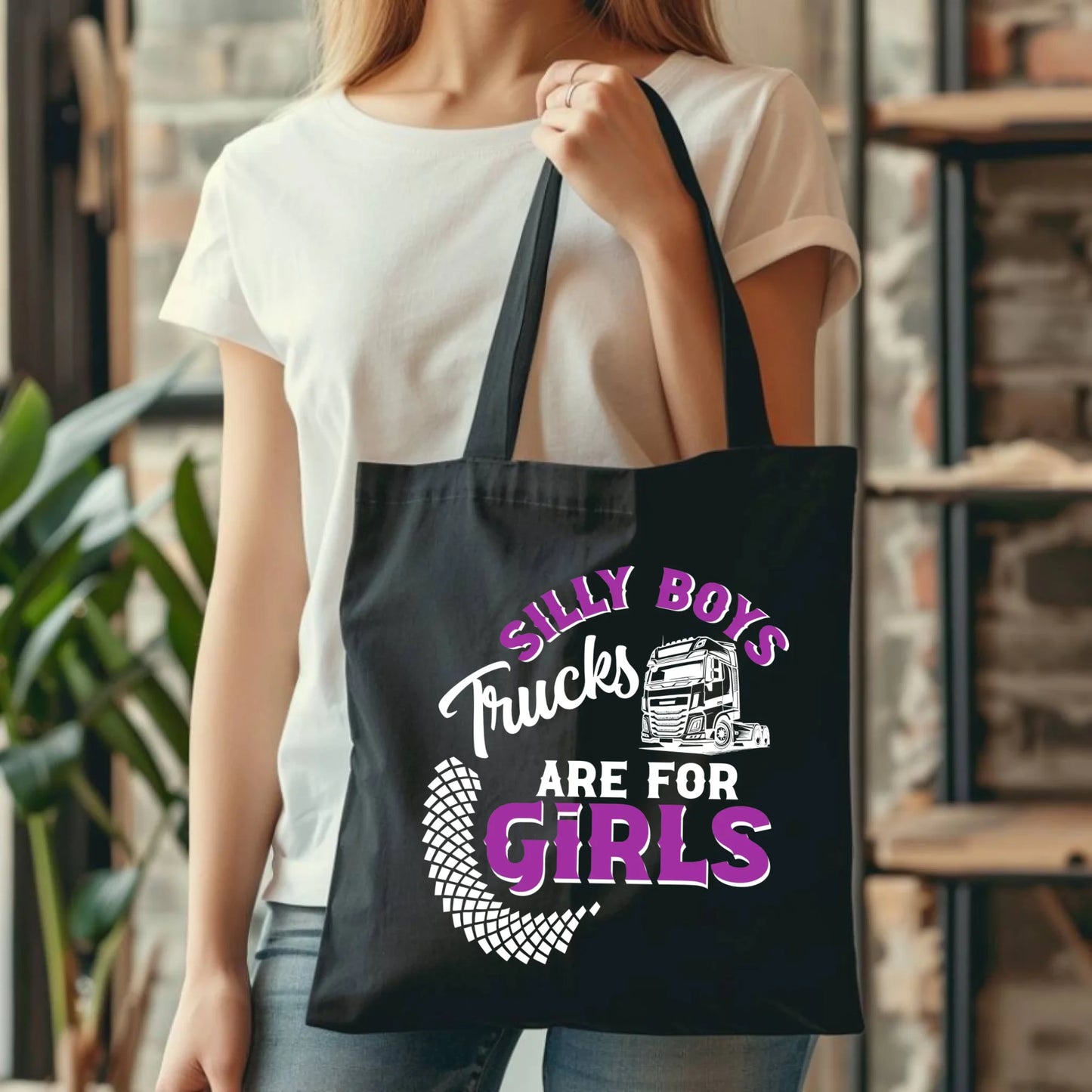 Torba - kierowca ciężarówki - Silly boys trucks are for girls ZKT11 - StoryCups.pl