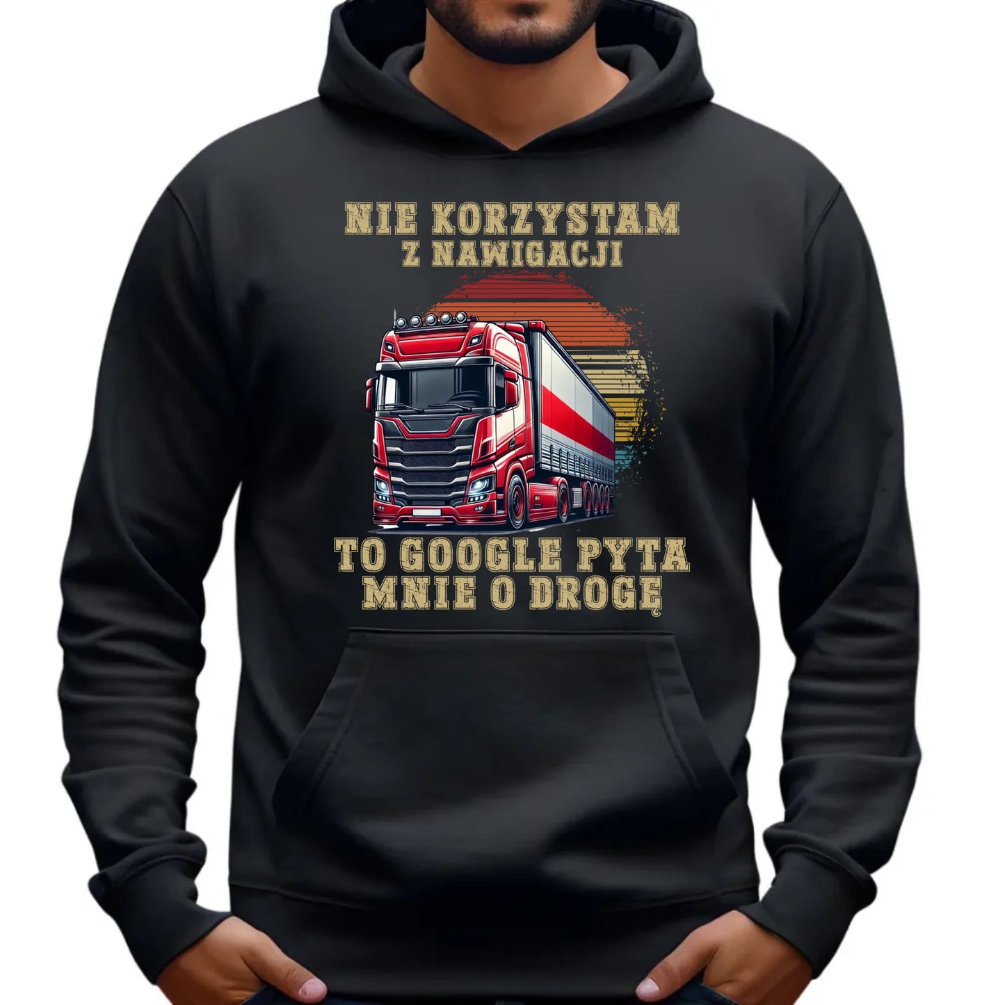 Bluza męska z kapturem - kierowca ciężarówki - Google pyta mnie o drogę ZKT10 - StoryCups.pl