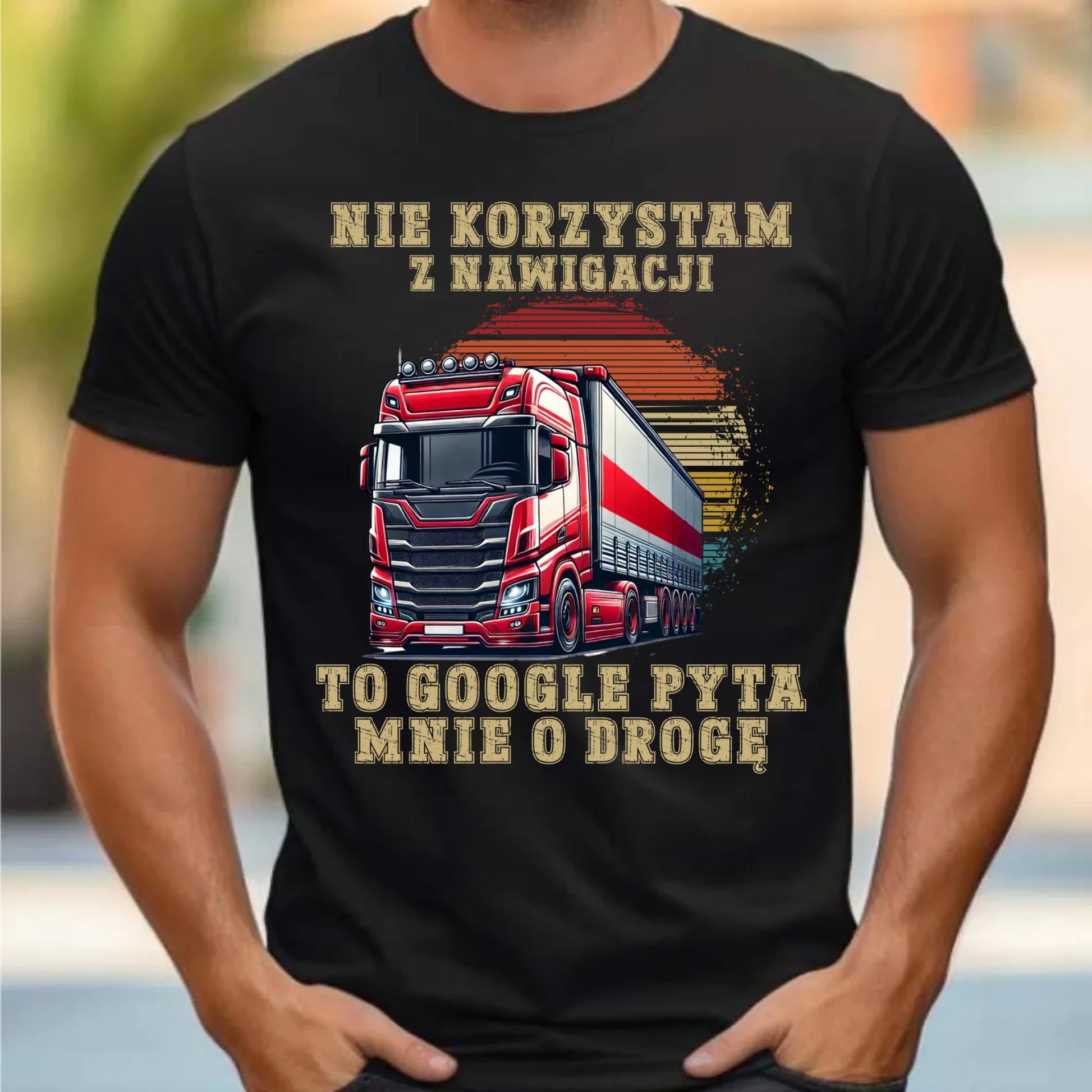 Koszulka męska - kierowca ciężarówki - Google pyta mnie o drogę ZKT10 - StoryCups.pl