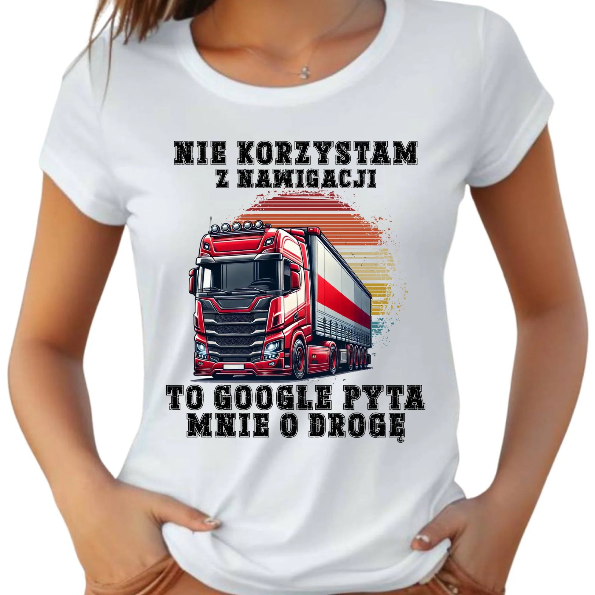 Koszulka damska - kierowca ciężarówki - Google pyta mnie o drogę ZKT10 - StoryCups.pl