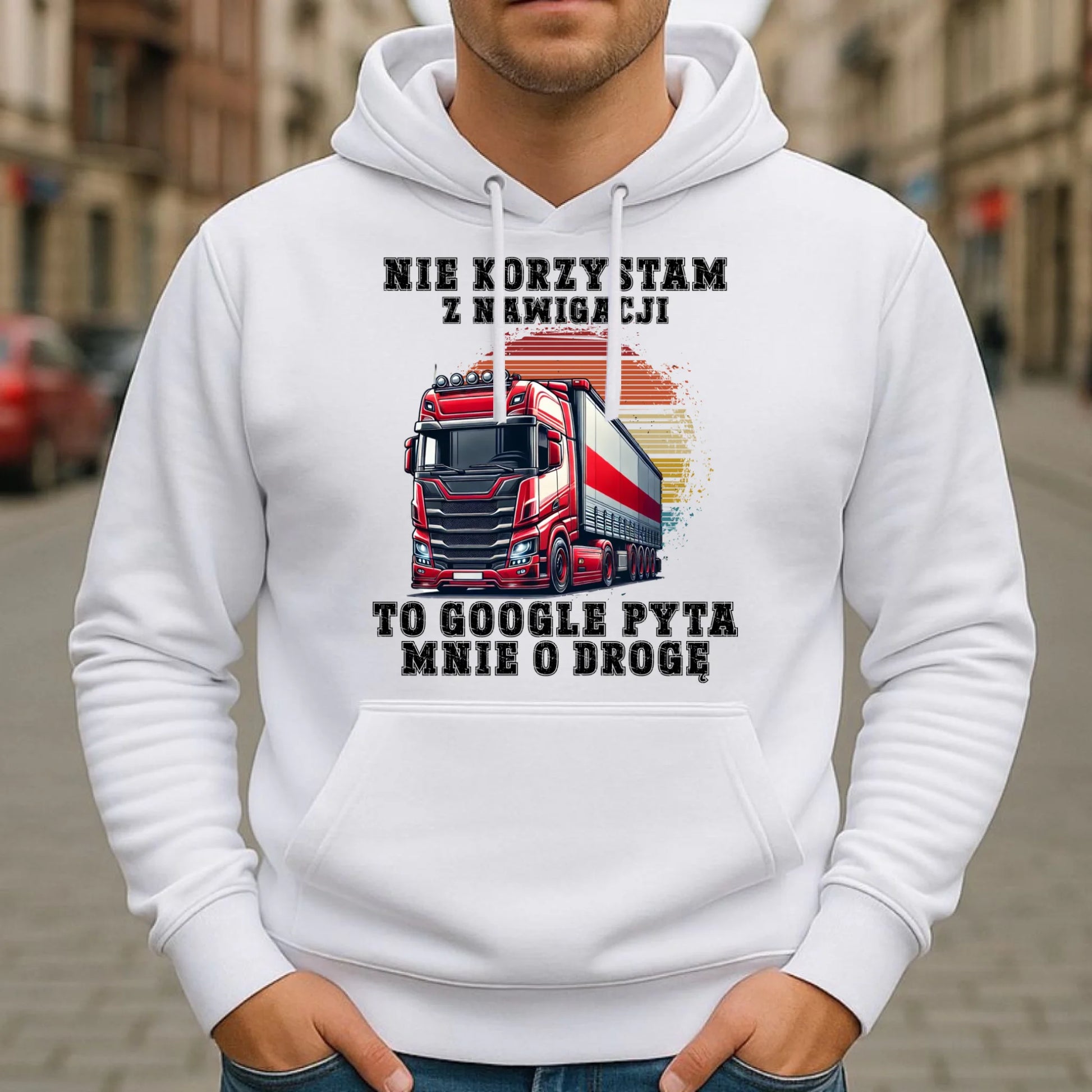 Bluza męska z kapturem - kierowca ciężarówki - Google pyta mnie o drogę ZKT10 - StoryCups.pl