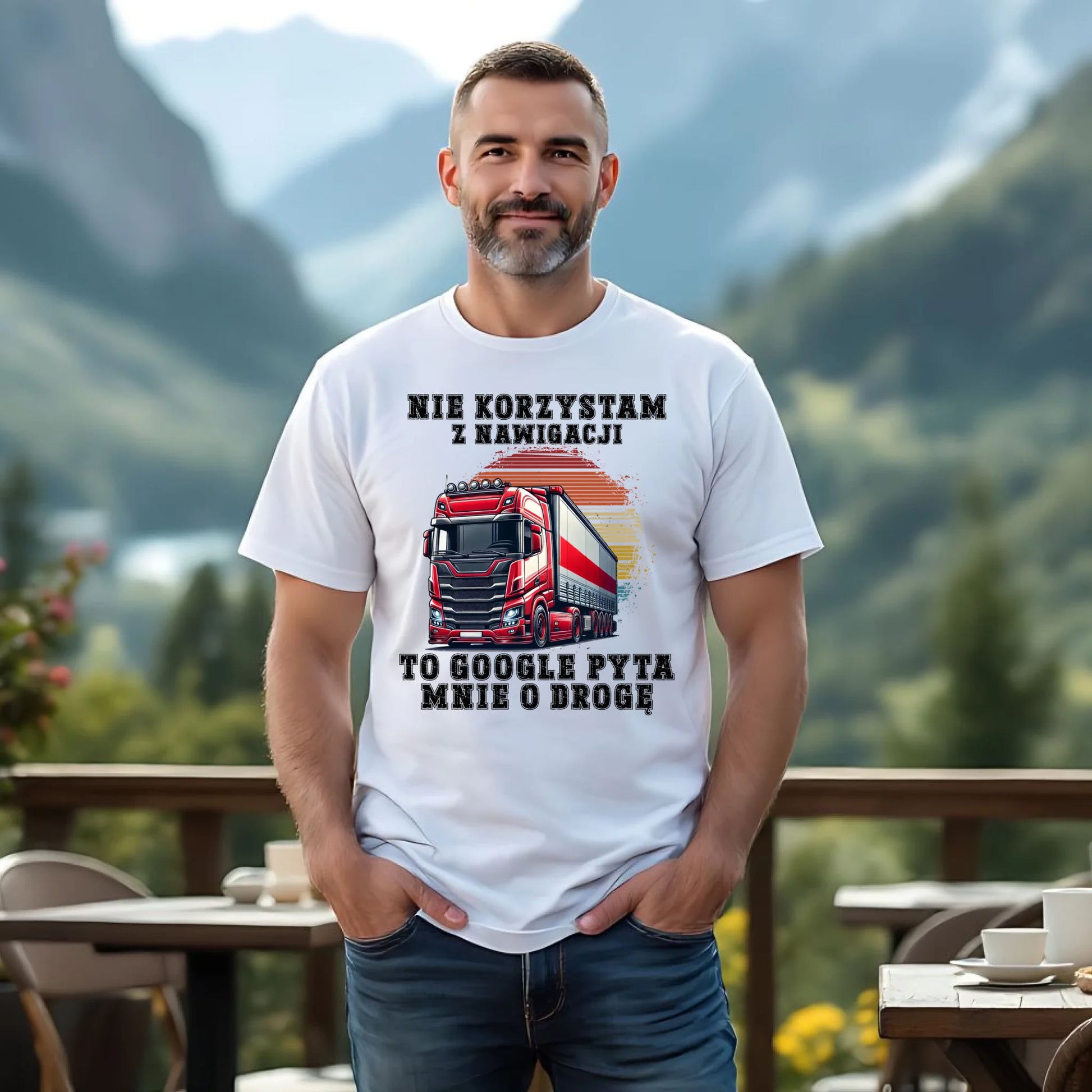 Koszulka męska - kierowca ciężarówki - Google pyta mnie o drogę ZKT10 - StoryCups.pl