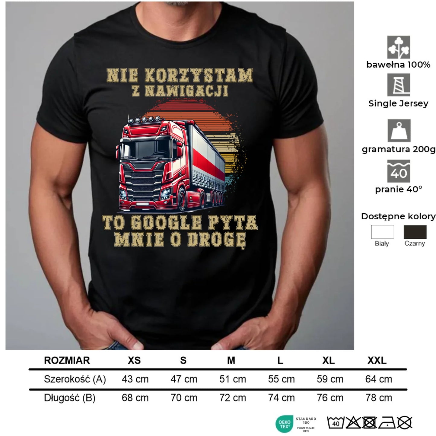 Koszulka męska - kierowca ciężarówki - Google pyta mnie o drogę ZKT10 - StoryCups.pl