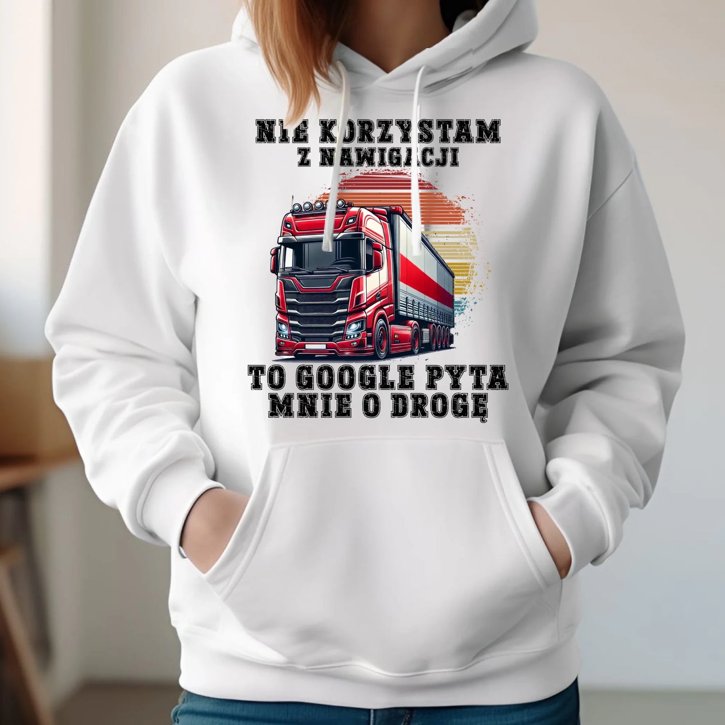 Bluza damska z kapturem - kierowca ciężarówki - Google pyta mnie o drogę ZKT10 - StoryCups.pl