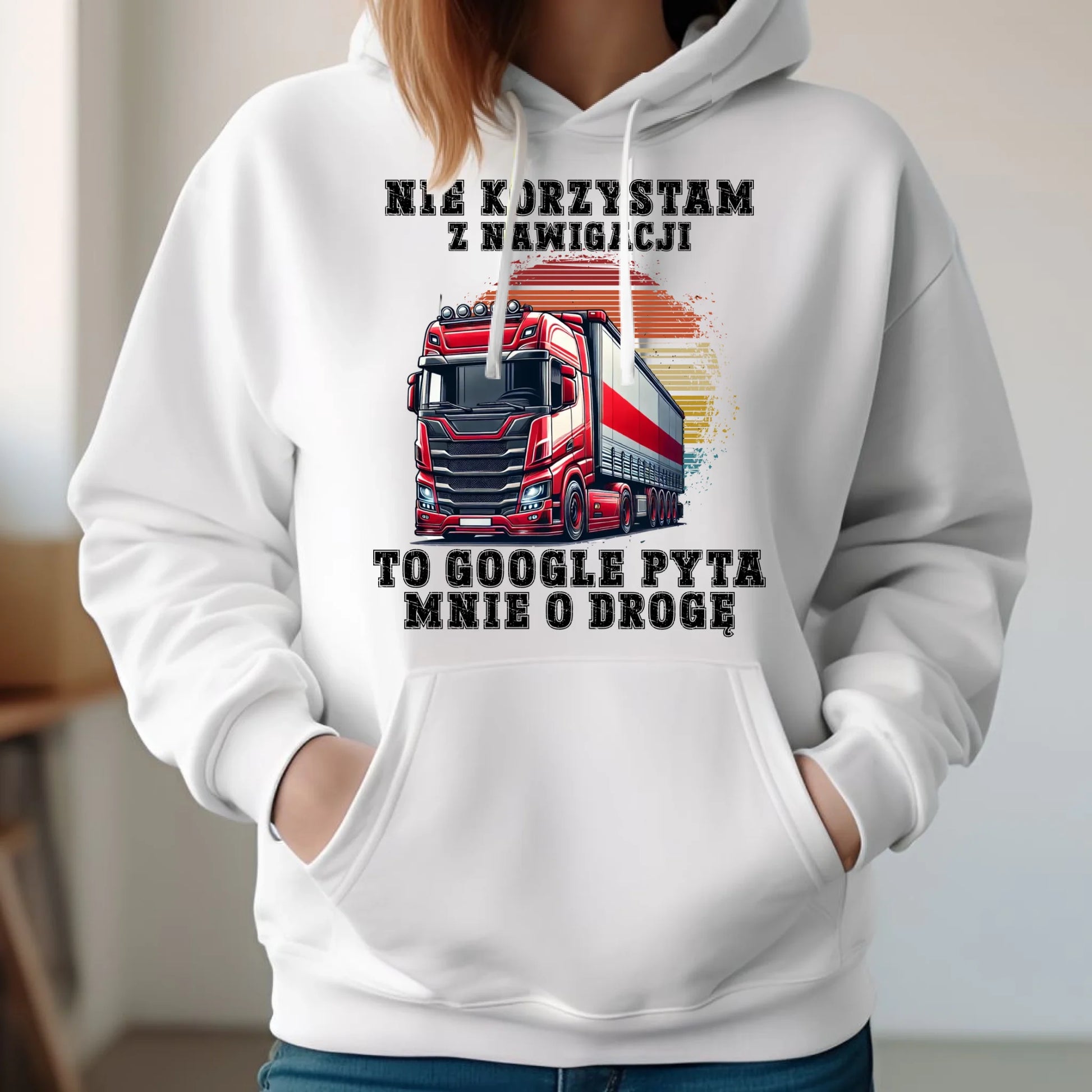 Bluza damska z kapturem - kierowca ciężarówki - Google pyta mnie o drogę ZKT10 - StoryCups.pl