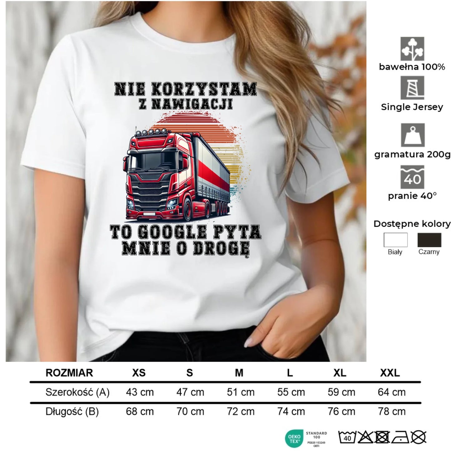 Koszulka damska - kierowca ciężarówki - Google pyta mnie o drogę ZKT10 - StoryCups.pl