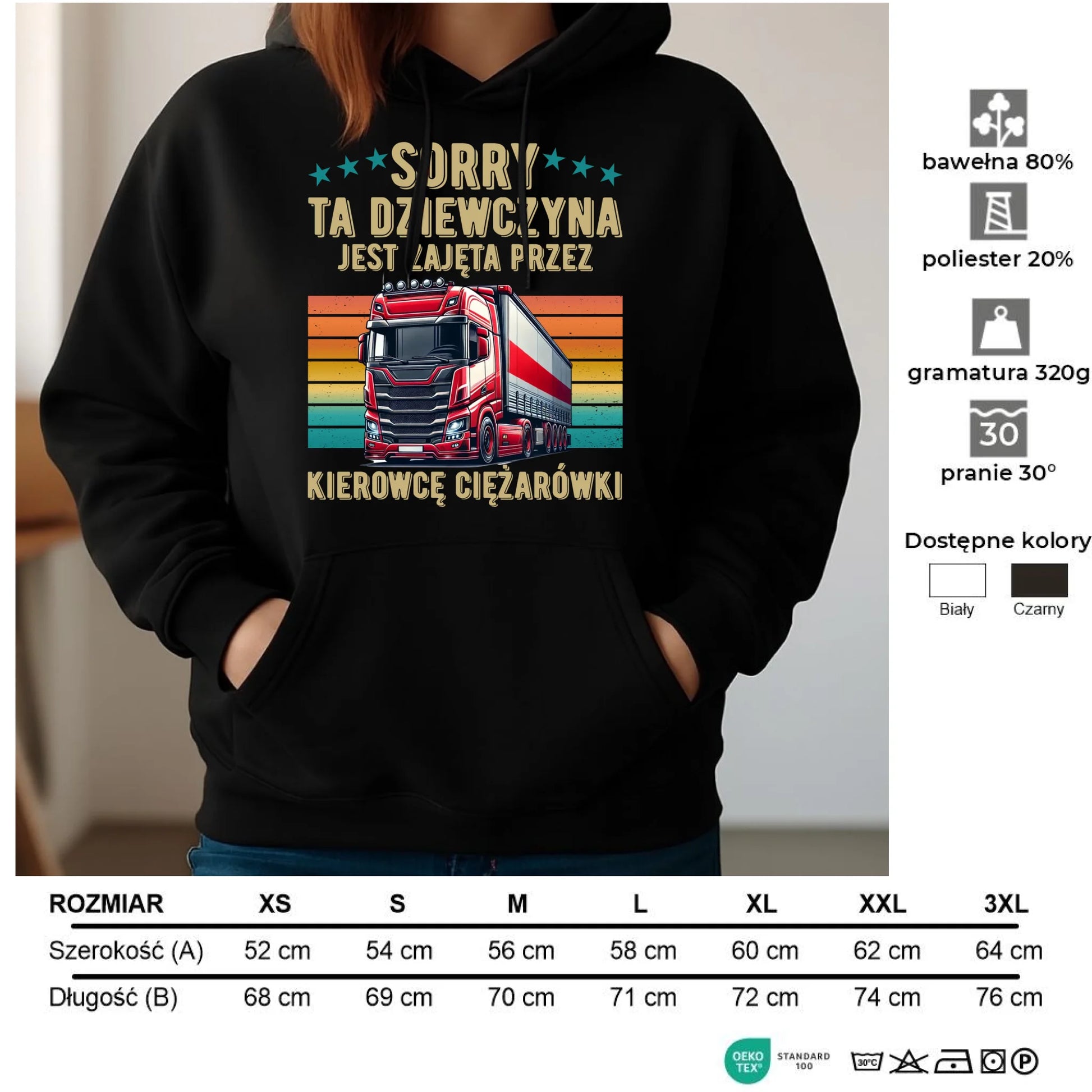 Bluza damska z kapturem - Ta dziewczyna jest zajęta przez kierowcę ciężarówki ZKT12 - StoryCups.pl