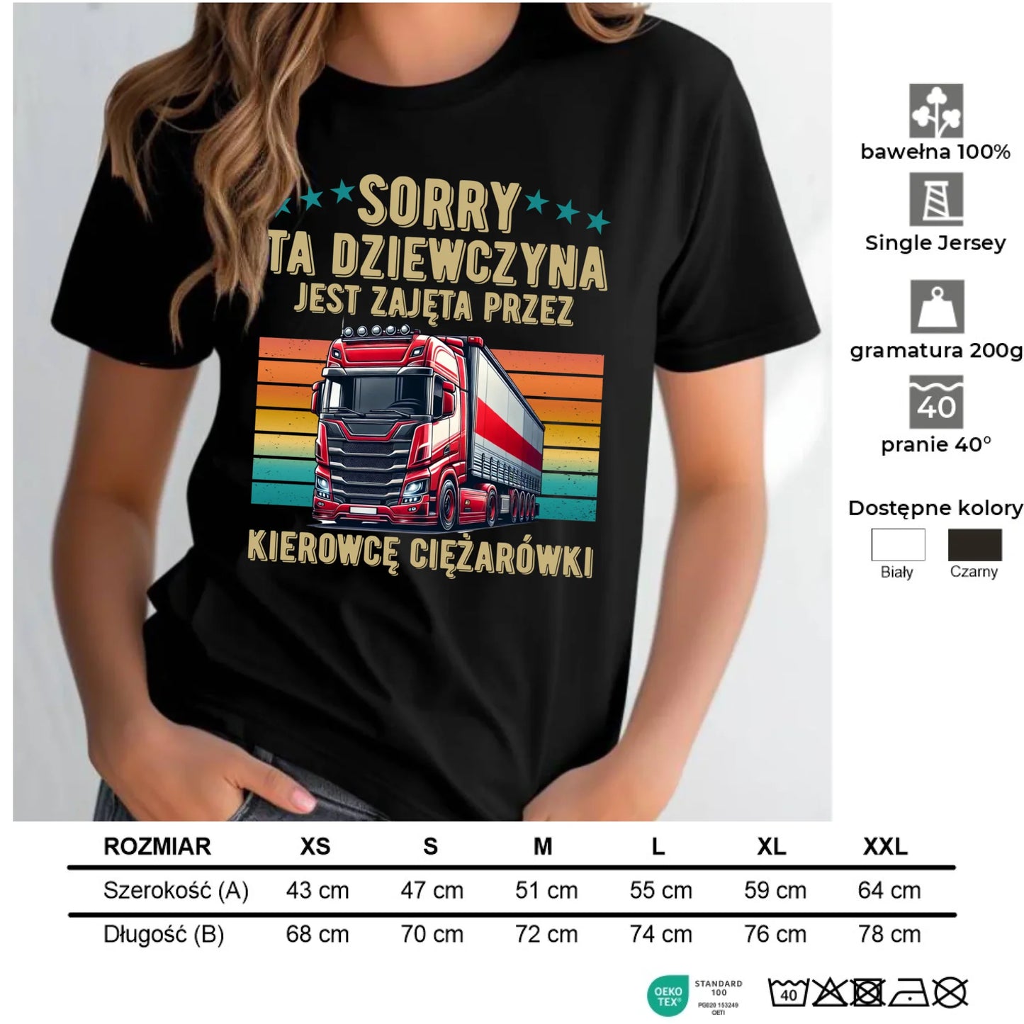 Koszulka damska - Ta dziewczyna jest zajęta przez kierowcę ciężarówki ZKT12 - StoryCups.pl