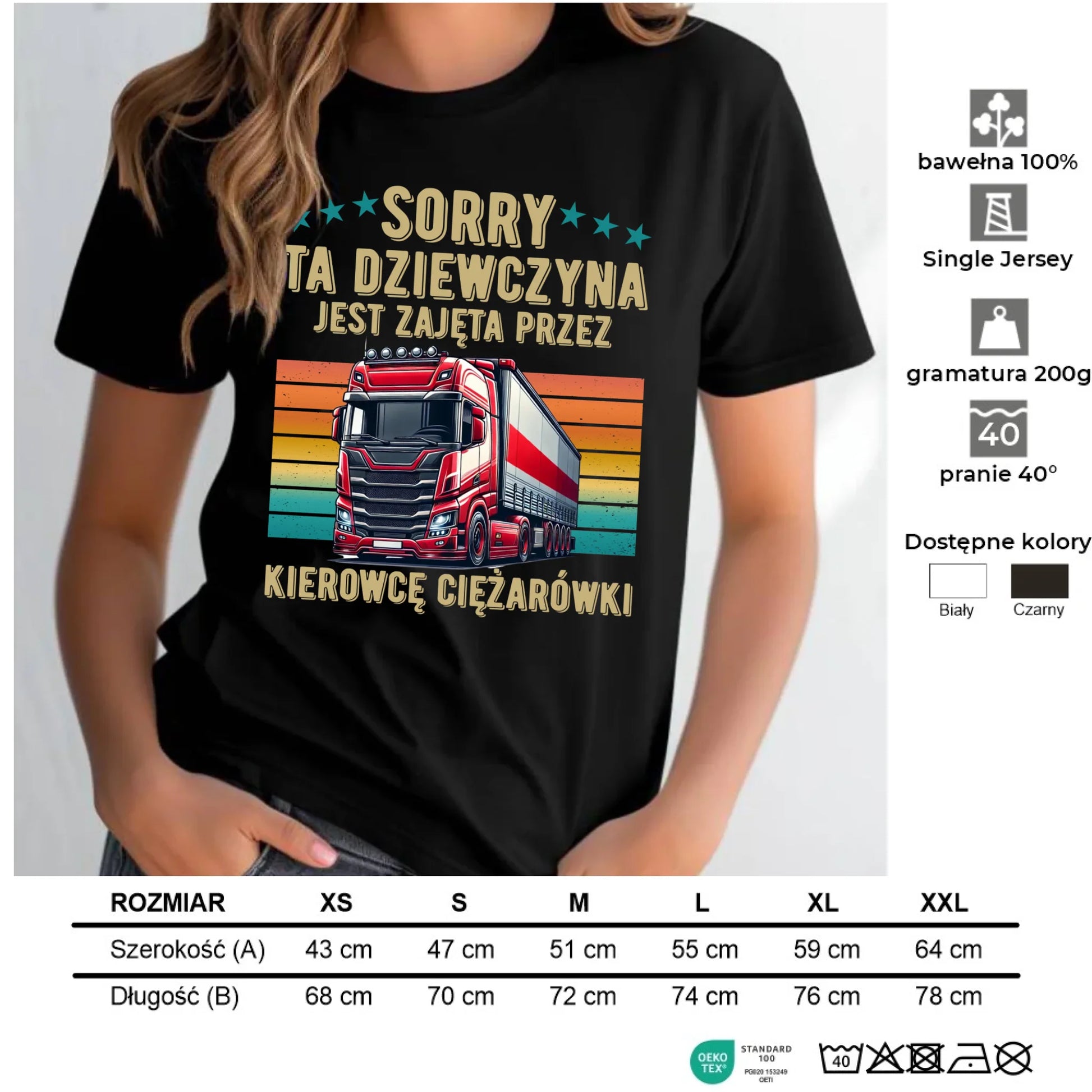 Koszulka damska - Ta dziewczyna jest zajęta przez kierowcę ciężarówki ZKT12 - StoryCups.pl