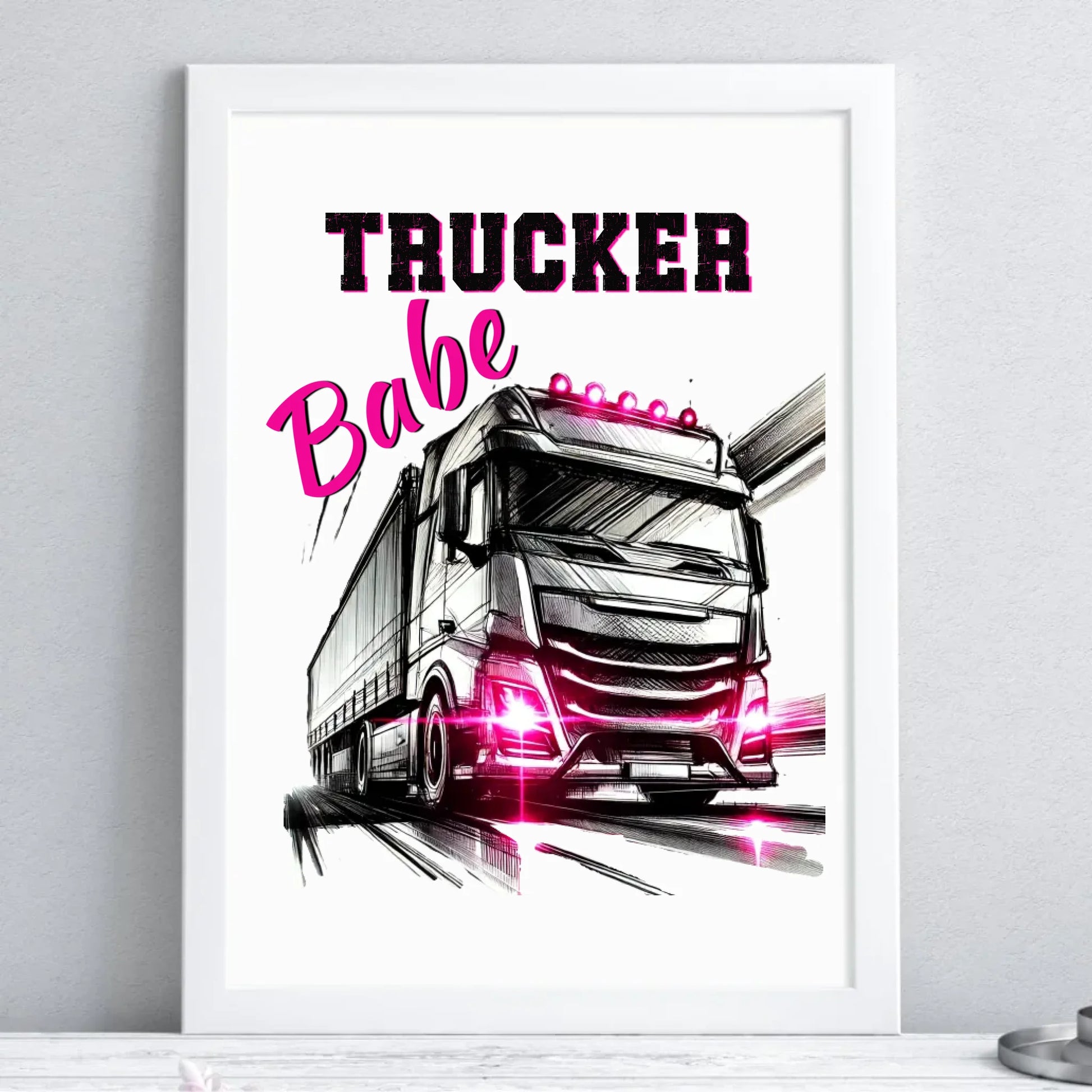 Plakat dla kobiety kierowcy ciężarówki - Trucker Babe ZKT13 - StoryCups.pl
