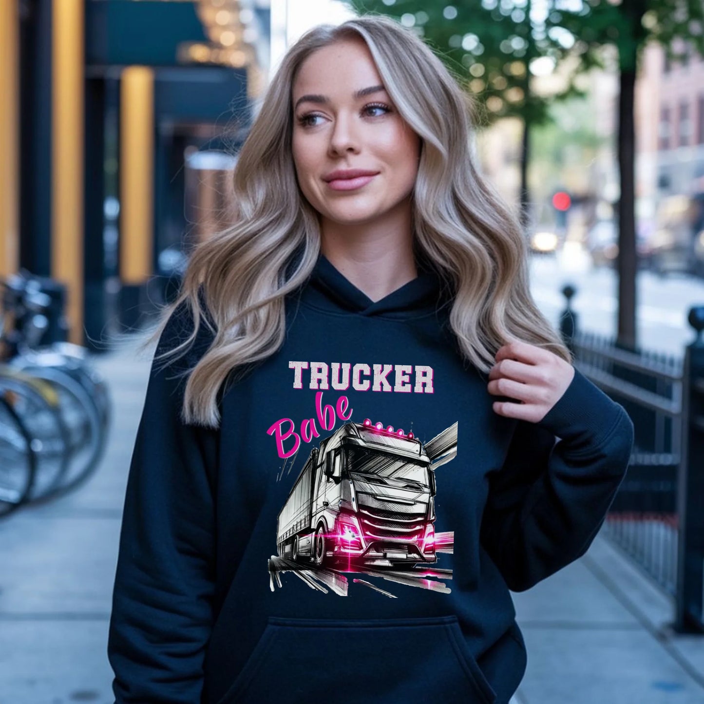 Bluza damska z kapturem - kierowca ciężarówki - Trucker Babe ZKT13 - StoryCups.pl