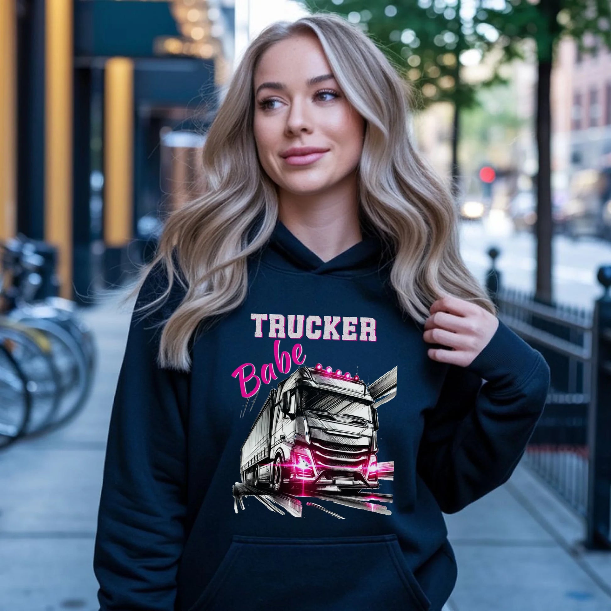 Bluza damska z kapturem - kierowca ciężarówki - Trucker Babe ZKT13 - StoryCups.pl