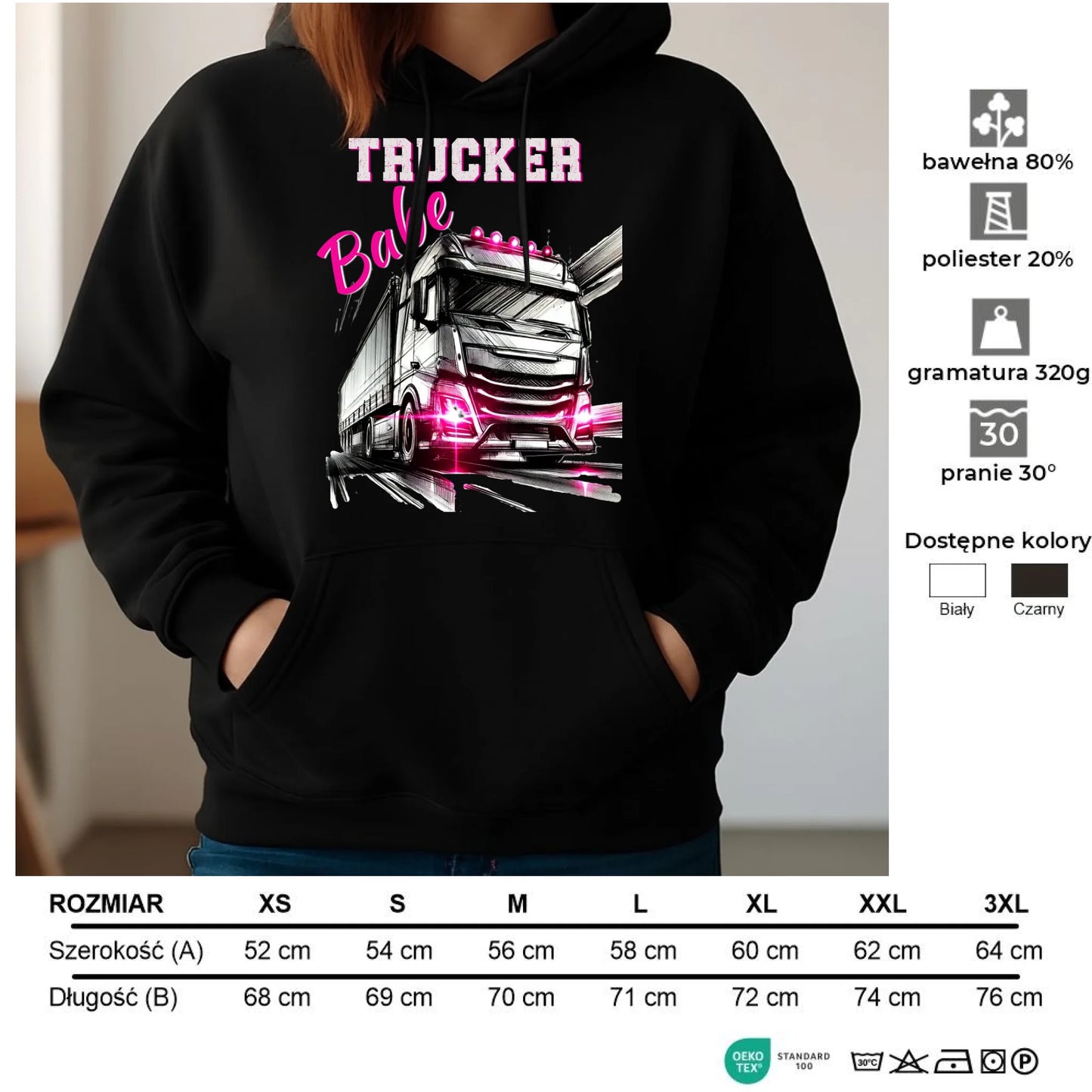 Bluza damska z kapturem - kierowca ciężarówki - Trucker Babe ZKT13 - StoryCups.pl
