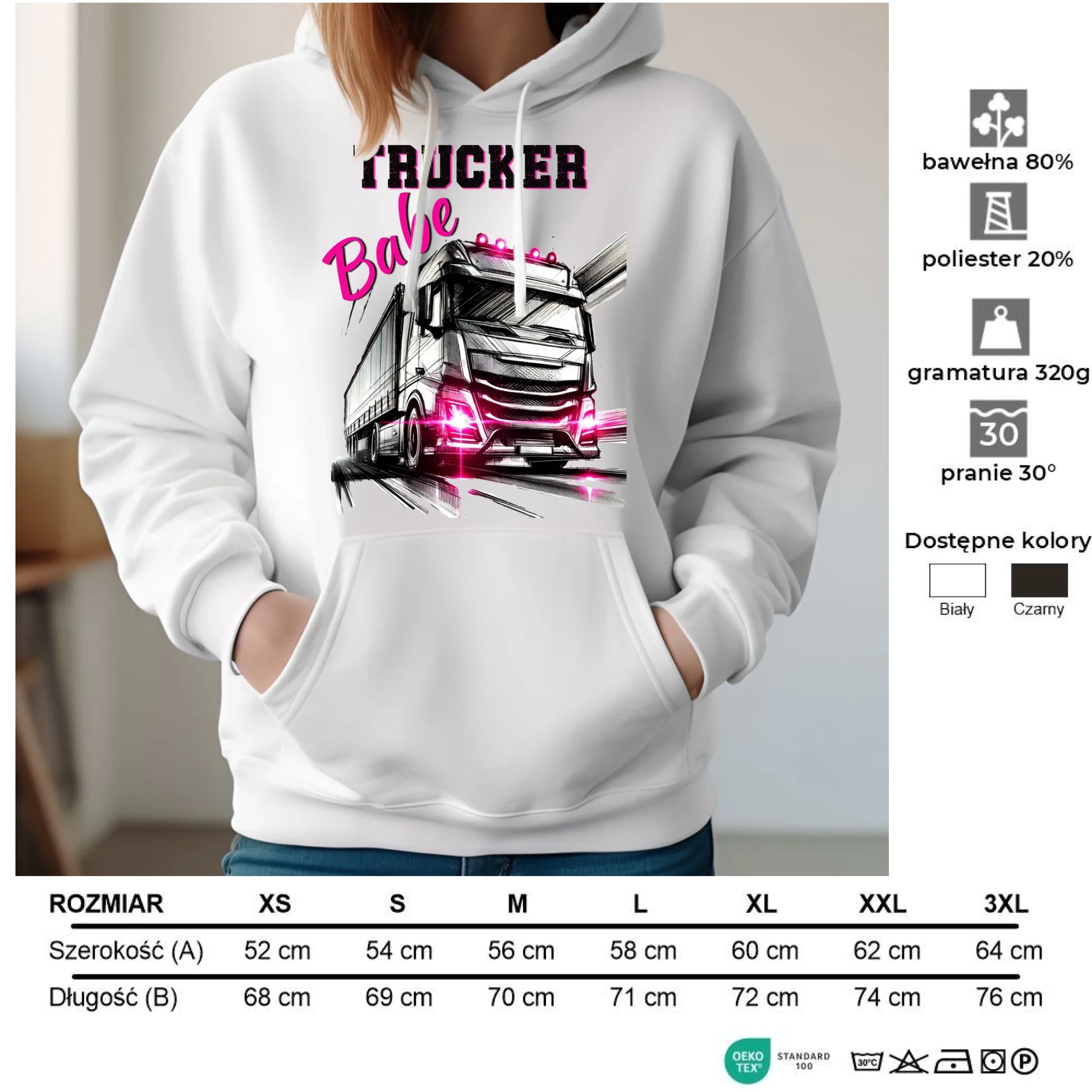 Bluza damska z kapturem - kierowca ciężarówki - Trucker Babe ZKT13 - StoryCups.pl