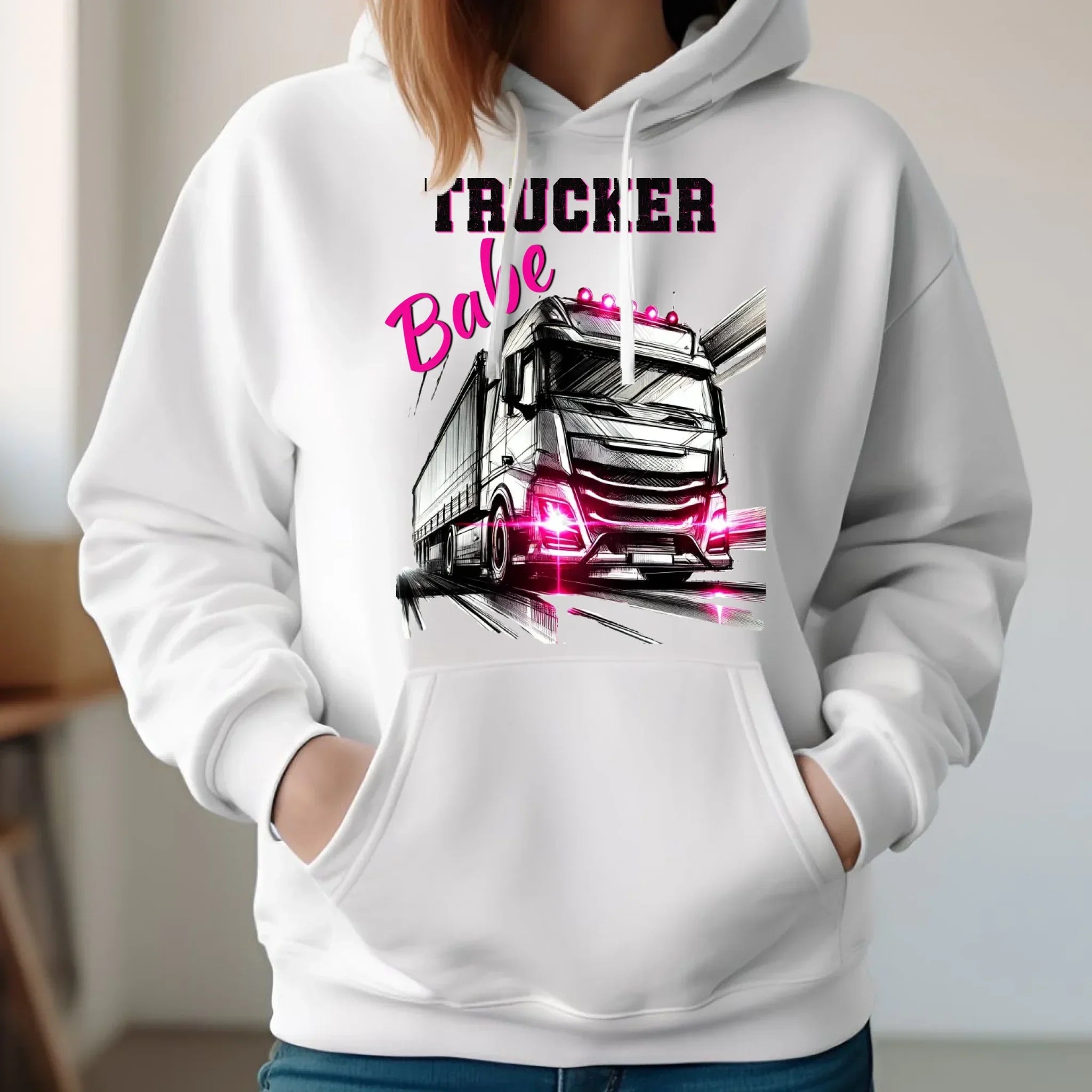 Bluza damska z kapturem - kierowca ciężarówki - Trucker Babe ZKT13 - StoryCups.pl