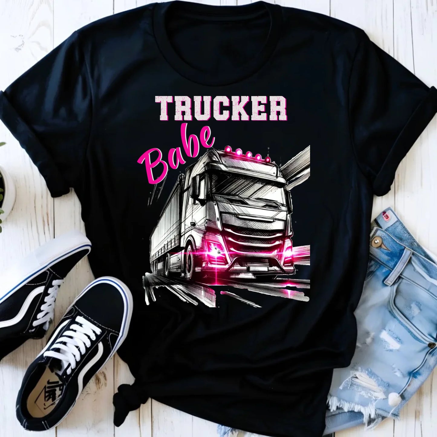 Koszulka damska - kierowca ciężarówki - Trucker Babe ZKT13 - StoryCups.pl