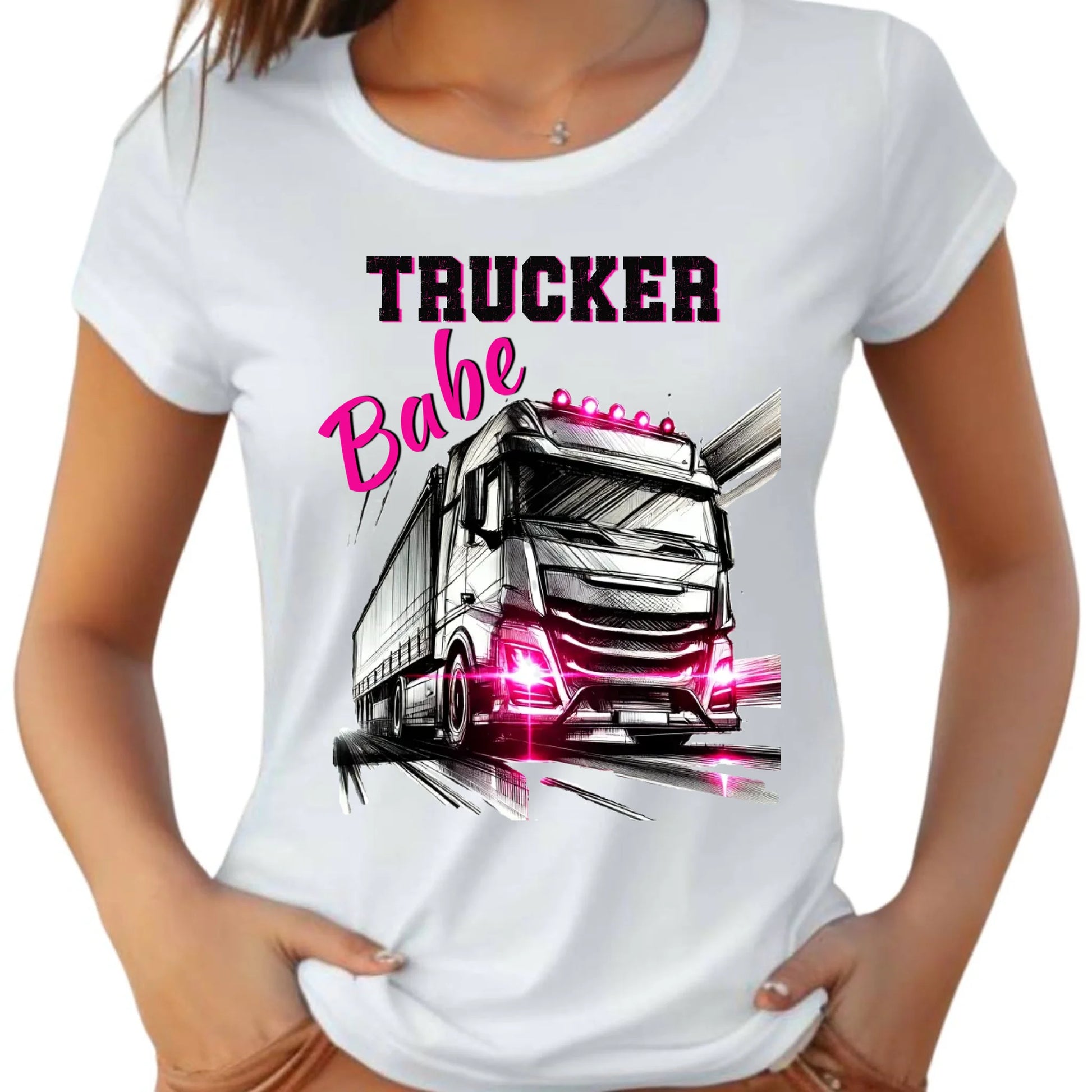 Koszulka damska - kierowca ciężarówki - Trucker Babe ZKT13 - StoryCups.pl