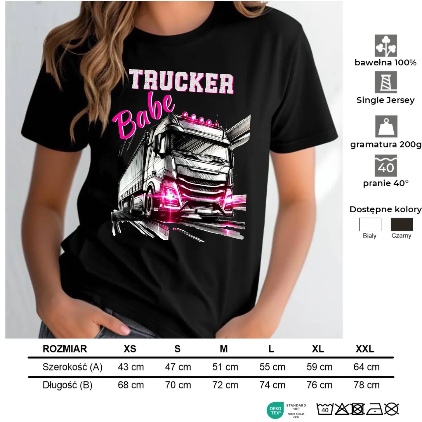 Koszulka damska - kierowca ciężarówki - Trucker Babe ZKT13 - StoryCups.pl