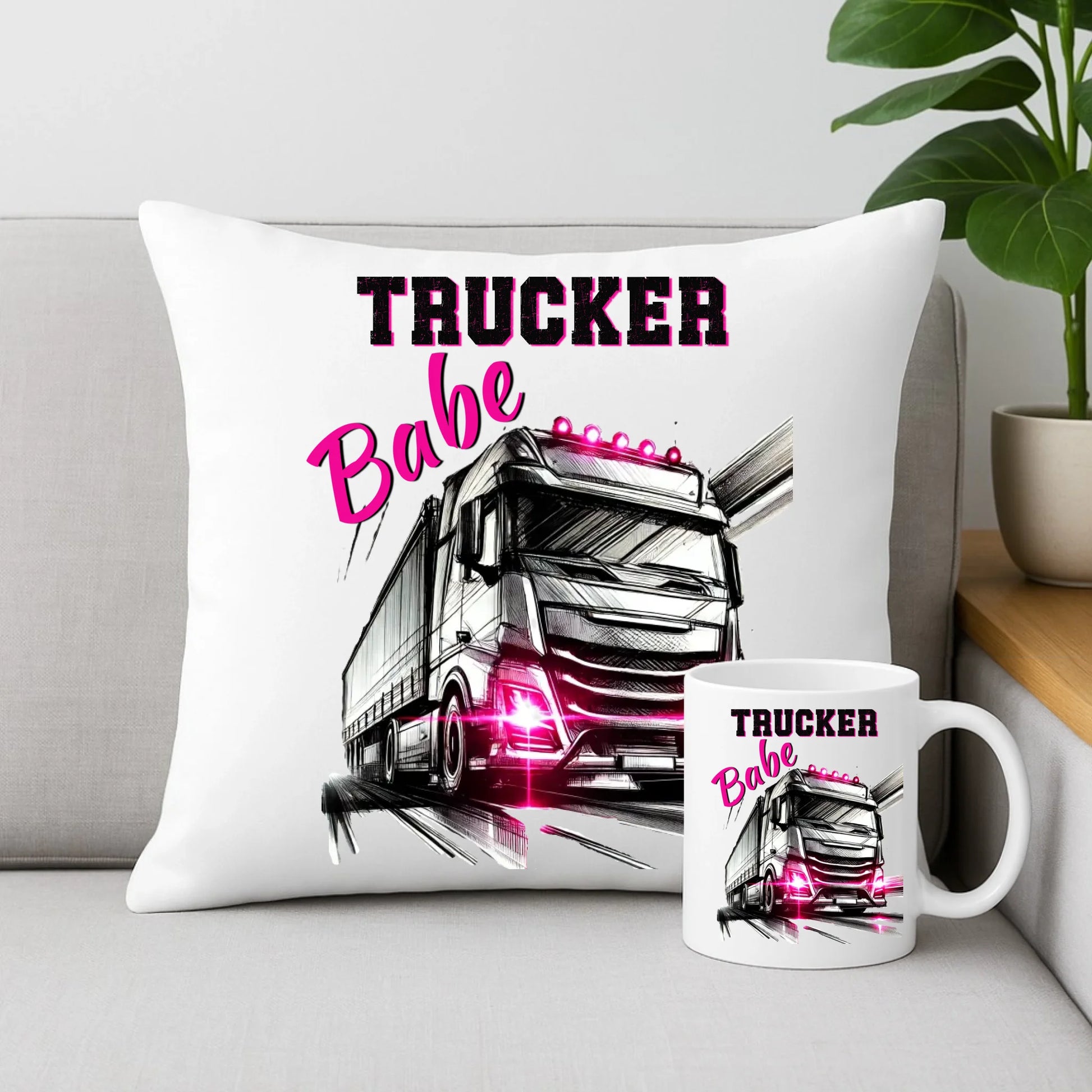Zestaw poduszka i kubek - kierowca ciężarówki - Trucker Babe ZKT13 - StoryCups.pl