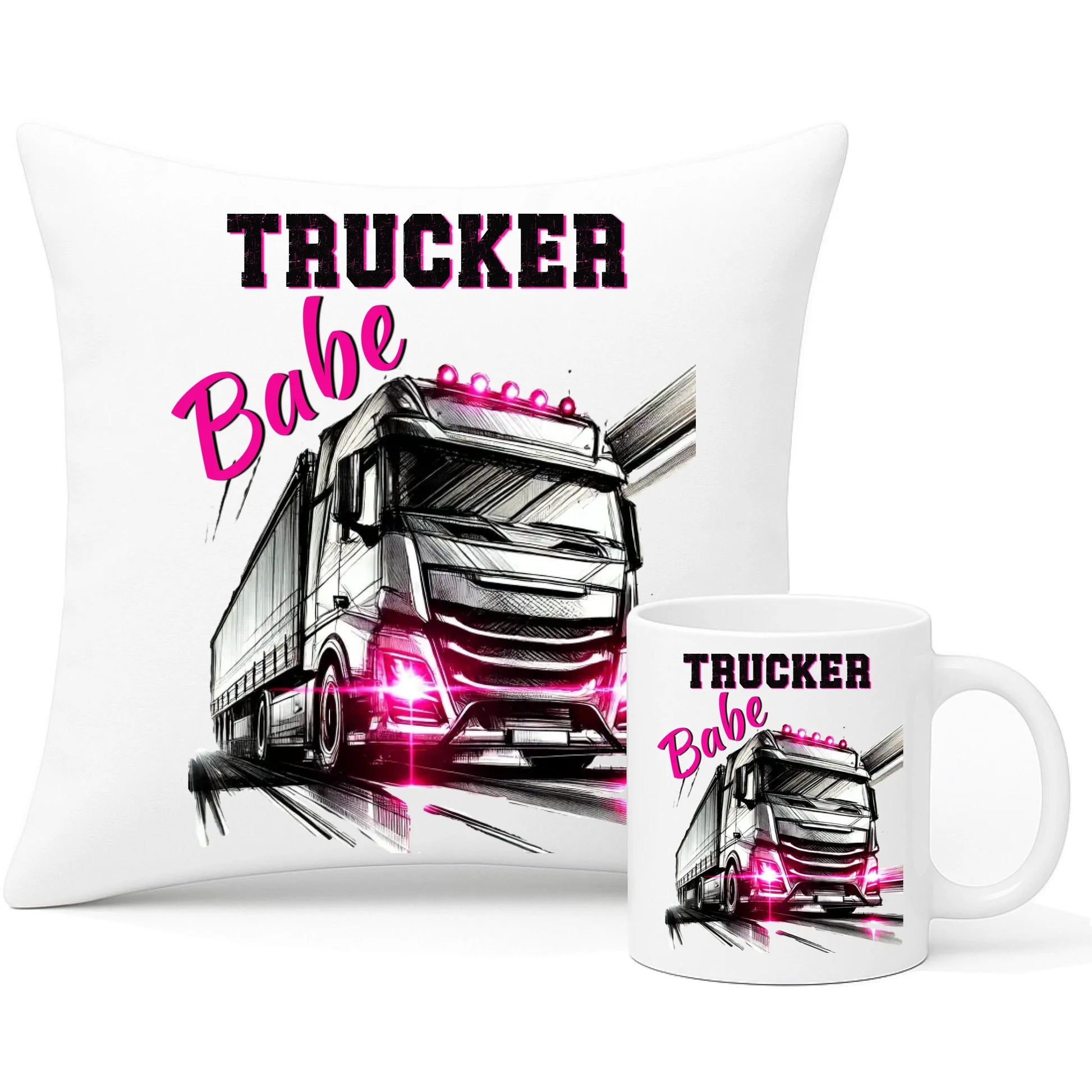 Zestaw poduszka i kubek - kierowca ciężarówki - Trucker Babe ZKT13 - StoryCups.pl