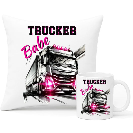 Zestaw poduszka i kubek - kierowca ciężarówki - Trucker Babe ZKT13 - StoryCups.pl
