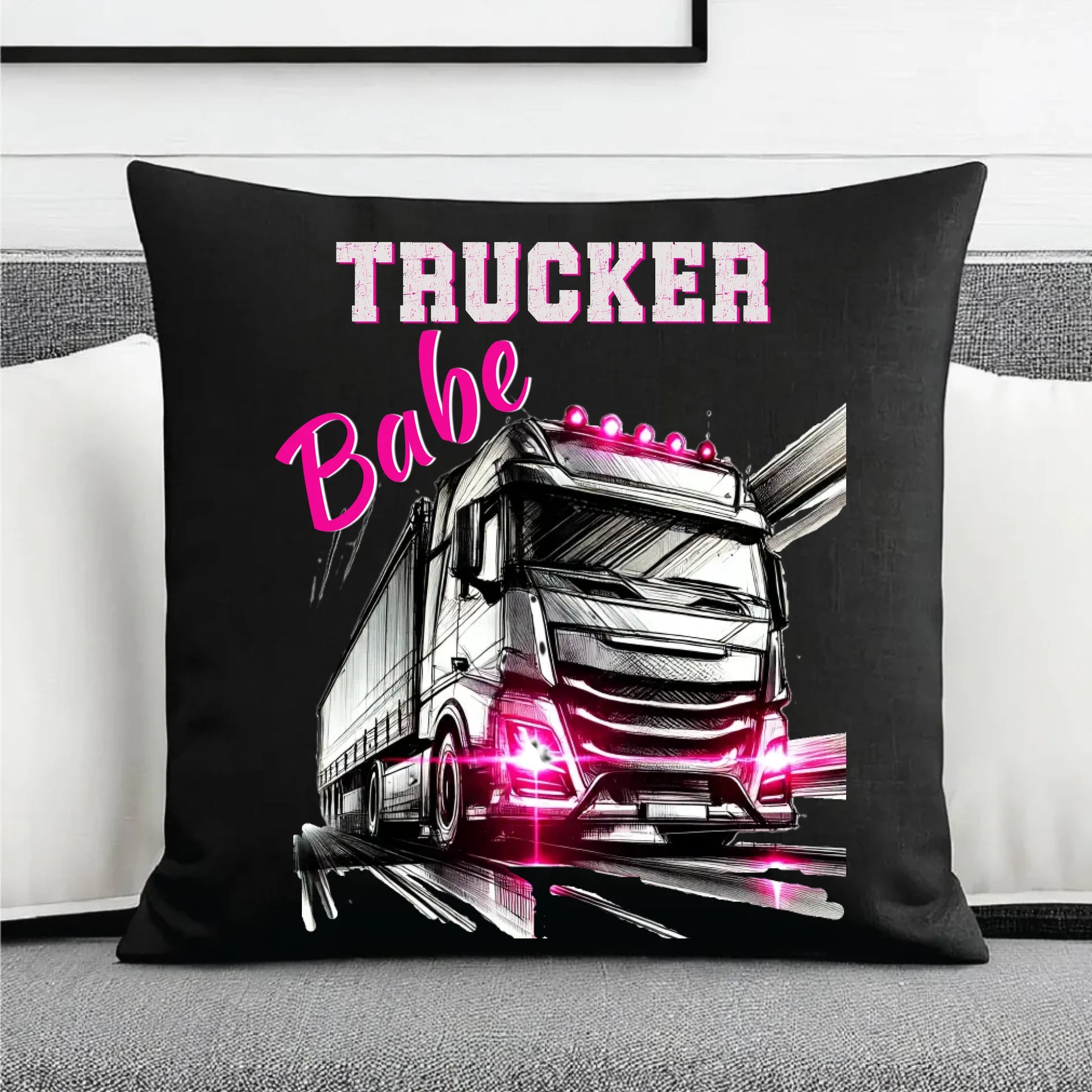 Poduszka dekoracyjna - kierowca ciężarówki - Trucker Babe ZKT13 - StoryCups.pl