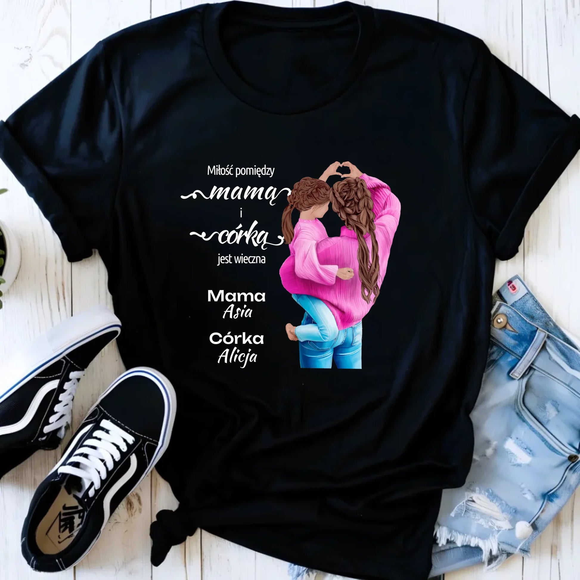 Koszulka damska dla mamy - Mama z córką - personalizowana DM38 - StoryCups.pl