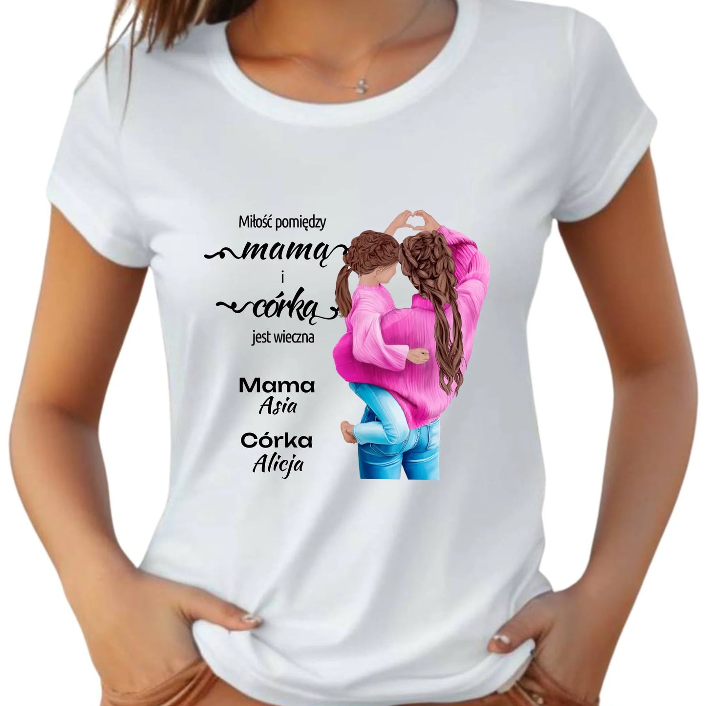 Koszulka damska dla mamy - Mama z córką - personalizowana DM38 - StoryCups.pl