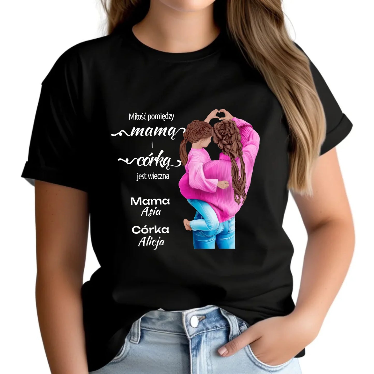 Koszulka damska dla mamy - Mama z córką - personalizowana DM38 - StoryCups.pl