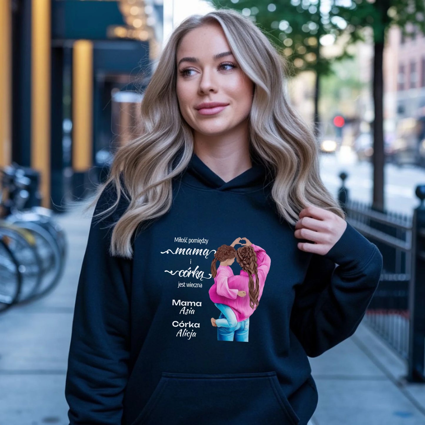 Bluza damska z kapturem dla mamy - Mama z córką - personalizowana DM38 - StoryCups.pl