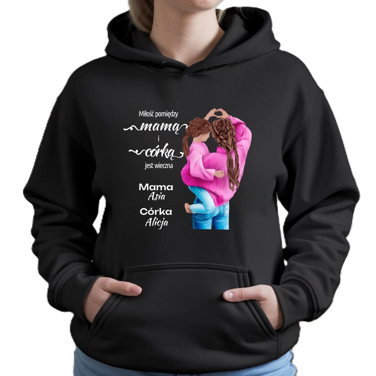 Bluza damska z kapturem dla mamy - Mama z córką - personalizowana DM38 - StoryCups.pl