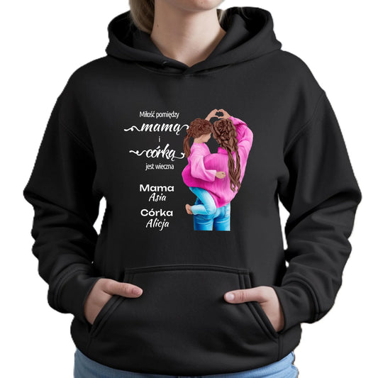Bluza damska z kapturem dla mamy - Mama z córką - personalizowana DM38 - StoryCups.pl