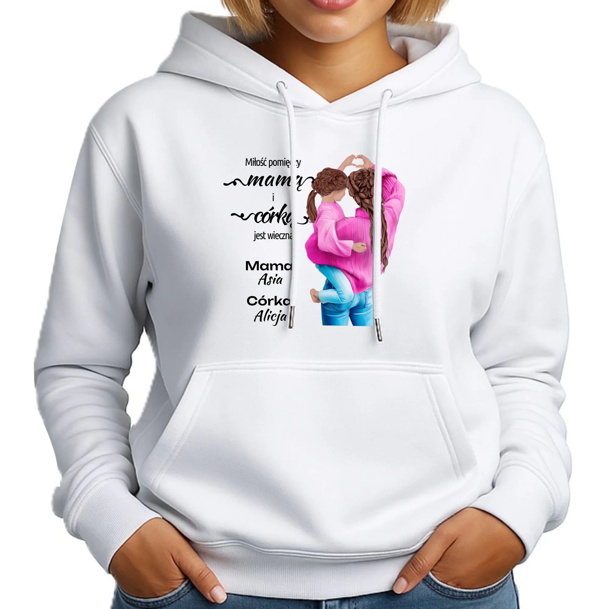 Bluza damska z kapturem dla mamy - Mama z córką - personalizowana DM38 - StoryCups.pl