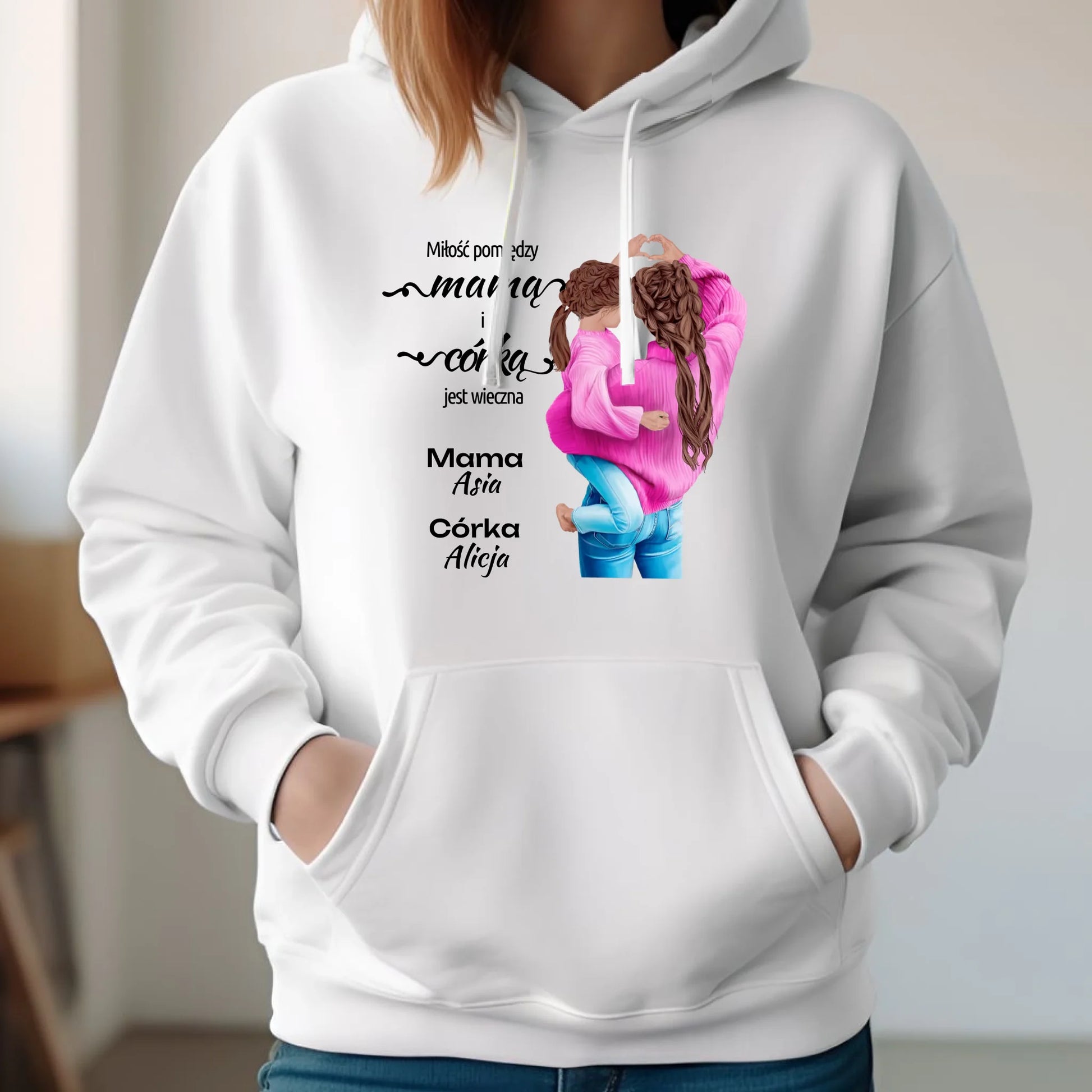 Bluza damska z kapturem dla mamy - Mama z córką - personalizowana DM38 - StoryCups.pl