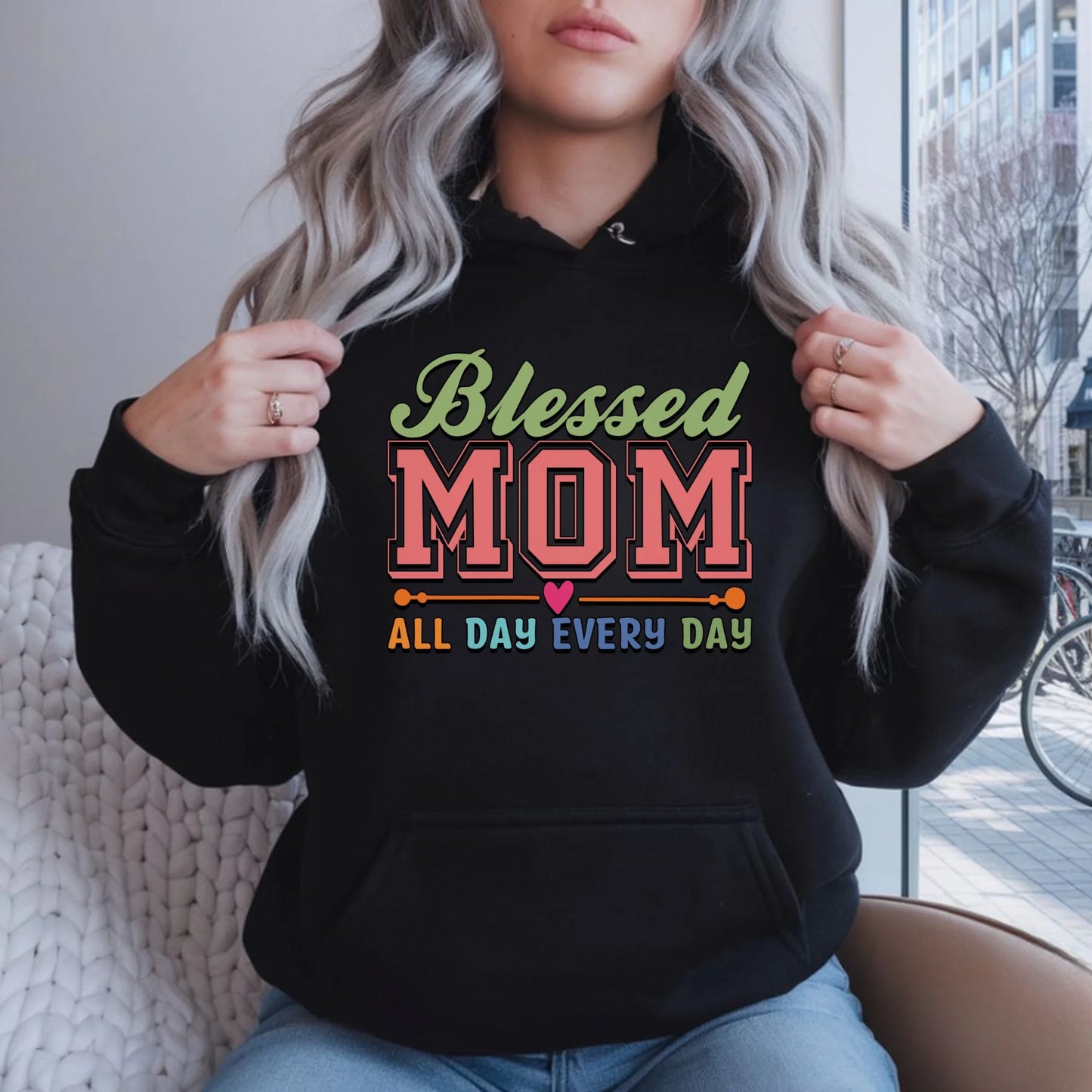 Bluza damska z kapturem dla mamy - Mom all day every day DM36 - StoryCups.pl