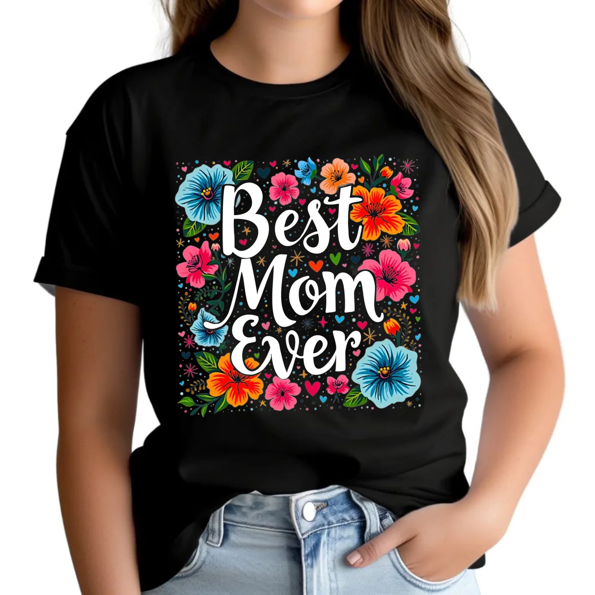 Koszulka damska dla mamy - Kwiaty - Best mom ever DM34 - StoryCups.pl