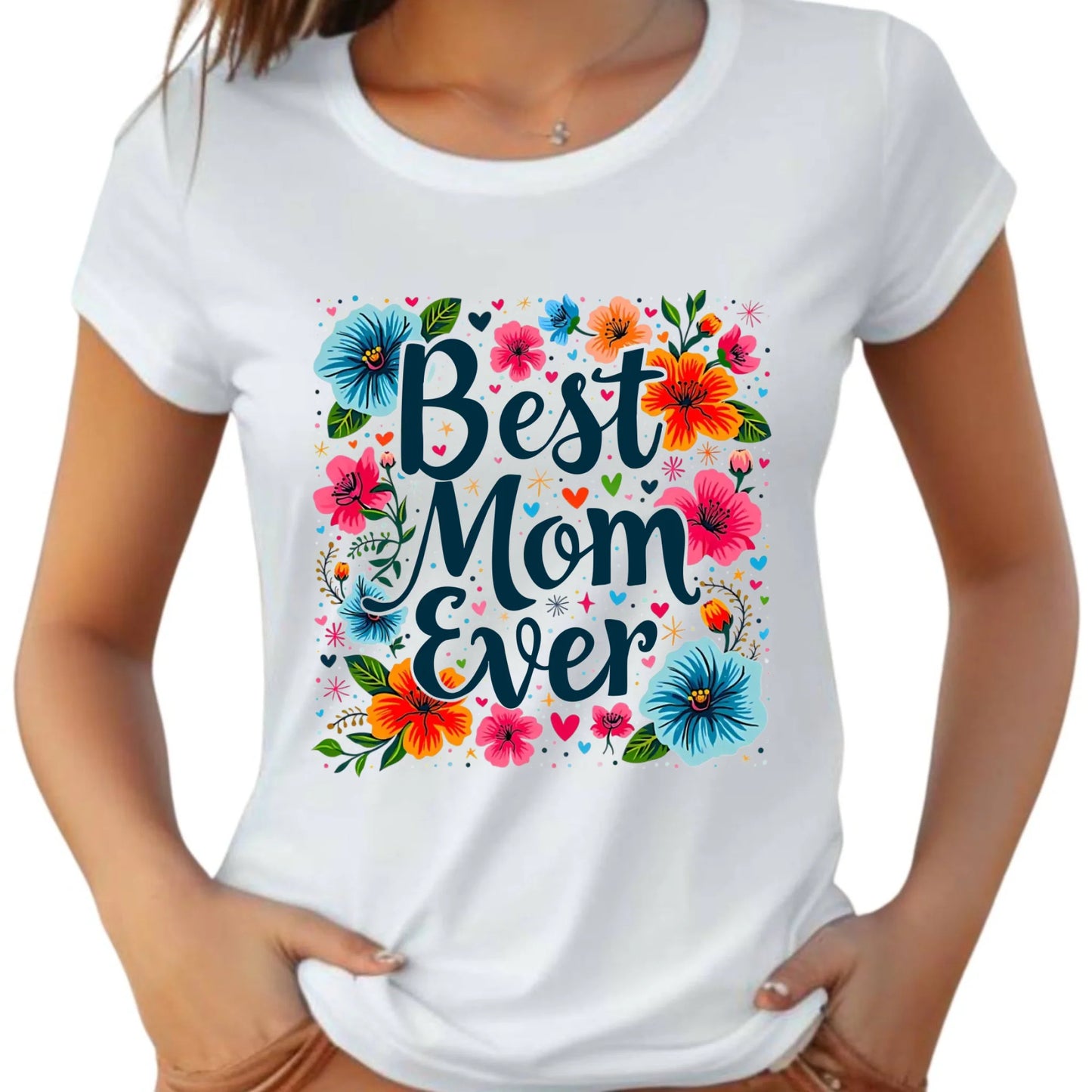 Koszulka damska dla mamy - Kwiaty - Best mom ever DM34 - StoryCups.pl