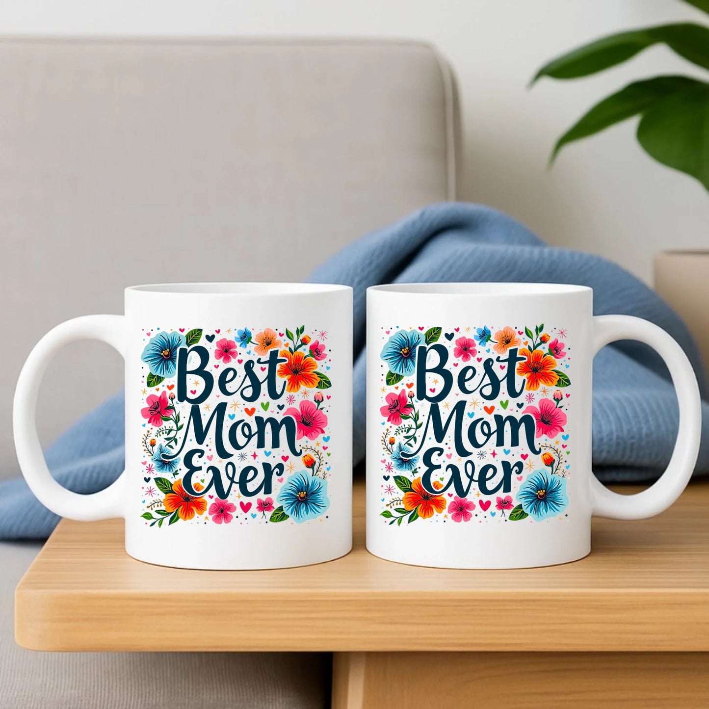 Zestaw poduszka i kubek dla mamy - Kwiaty - Best mom ever DM34 - StoryCups.pl