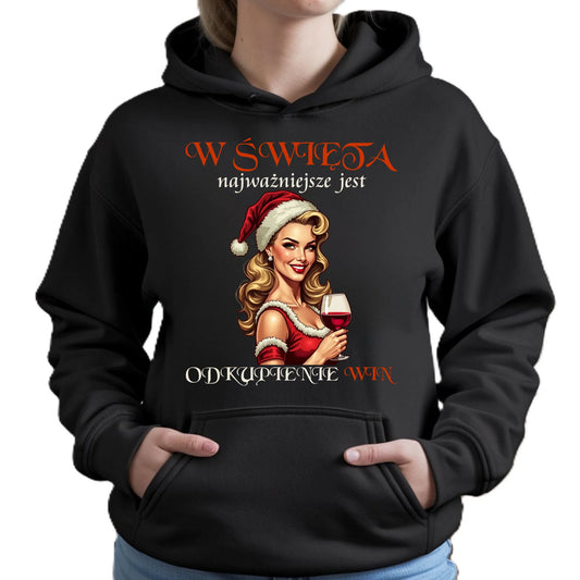 Bluza damska z kapturem świąteczna - Odkupienie win BN04 - StoryCups.pl