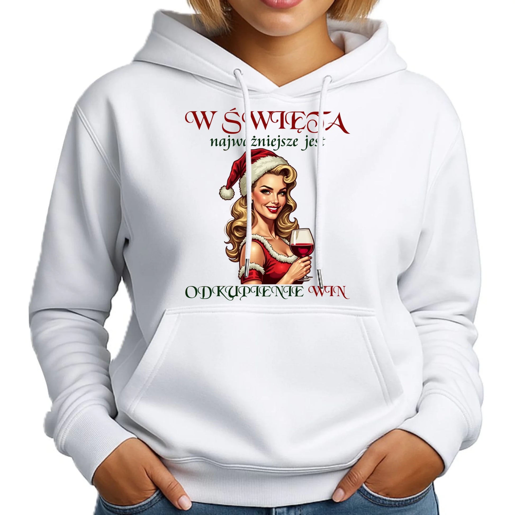 Bluza damska z kapturem świąteczna - Odkupienie win BN04 - StoryCups.pl