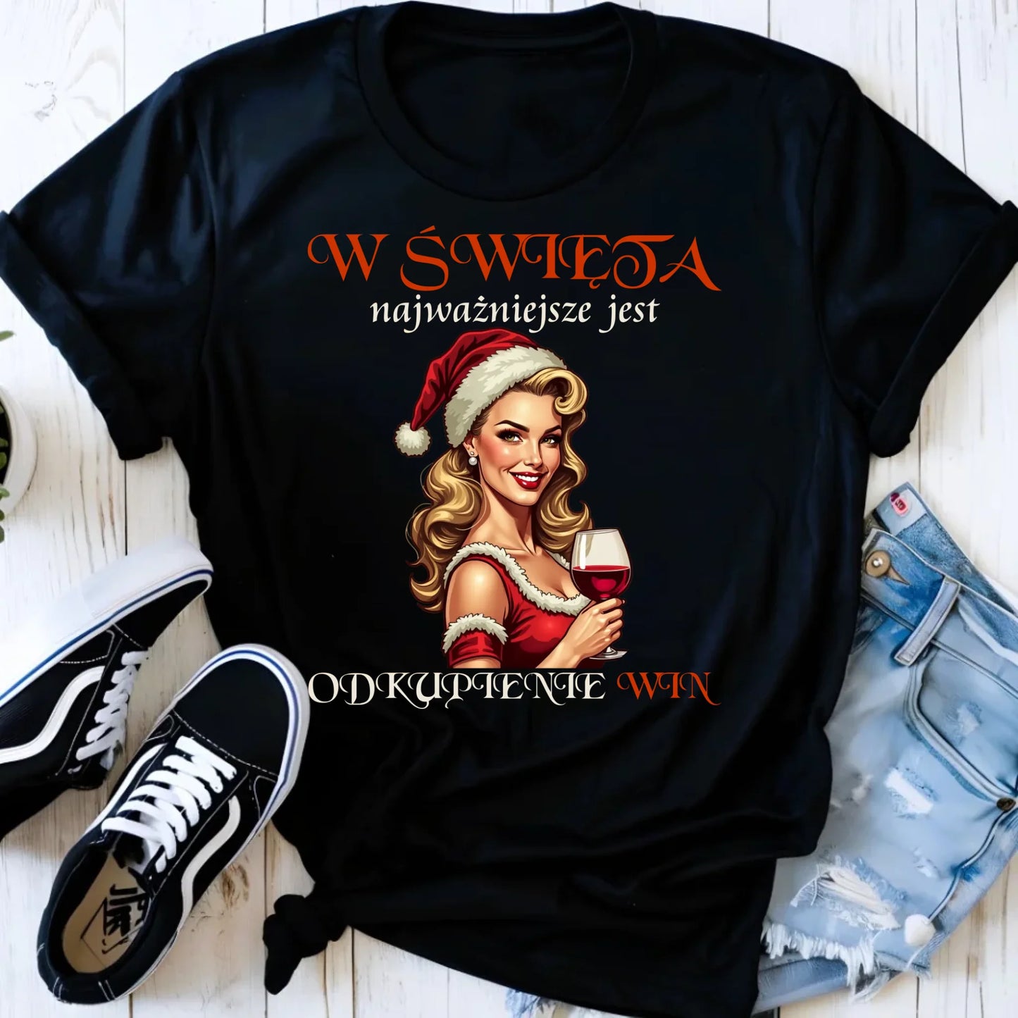 Koszulka damska świąteczna - Odkupienie win BN04 - StoryCups.pl