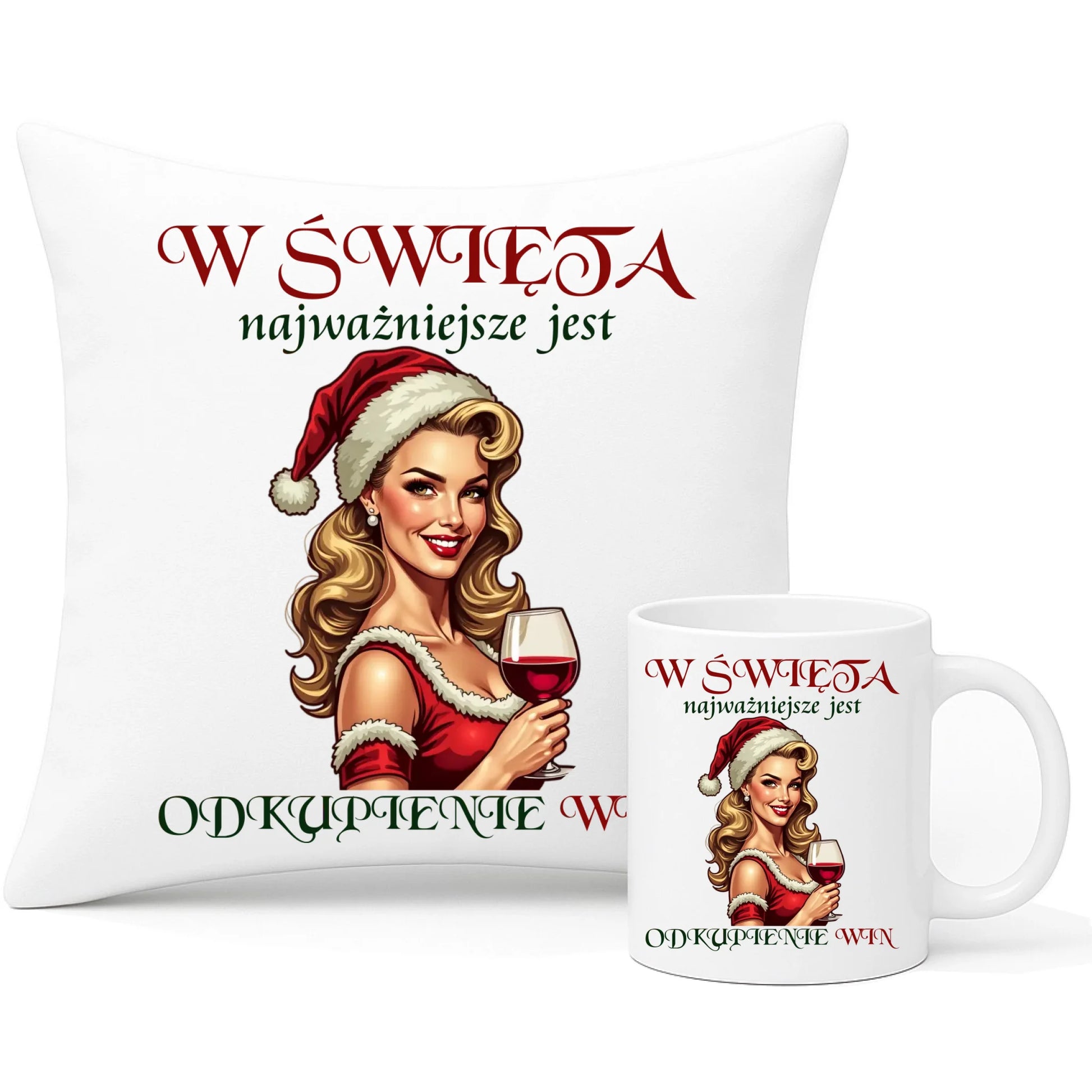 Zestaw poduszka i kubek na święta - Odkupienie win BN04 - StoryCups.pl