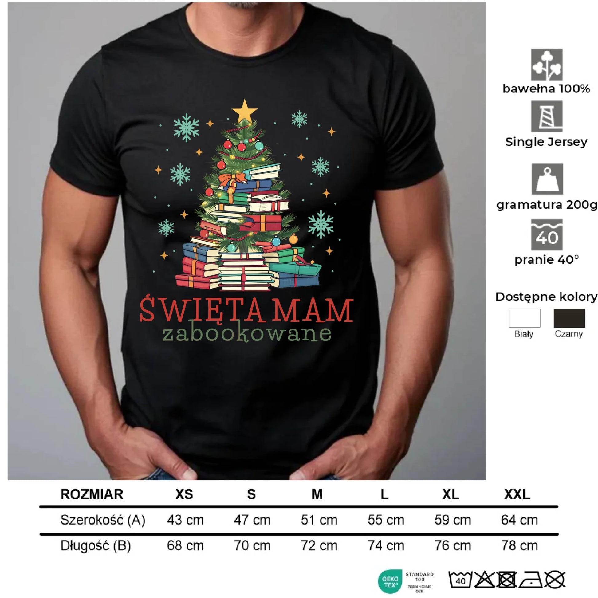 Koszulka męska świąteczna - Święta mam zabookowane BN05 - StoryCups.pl